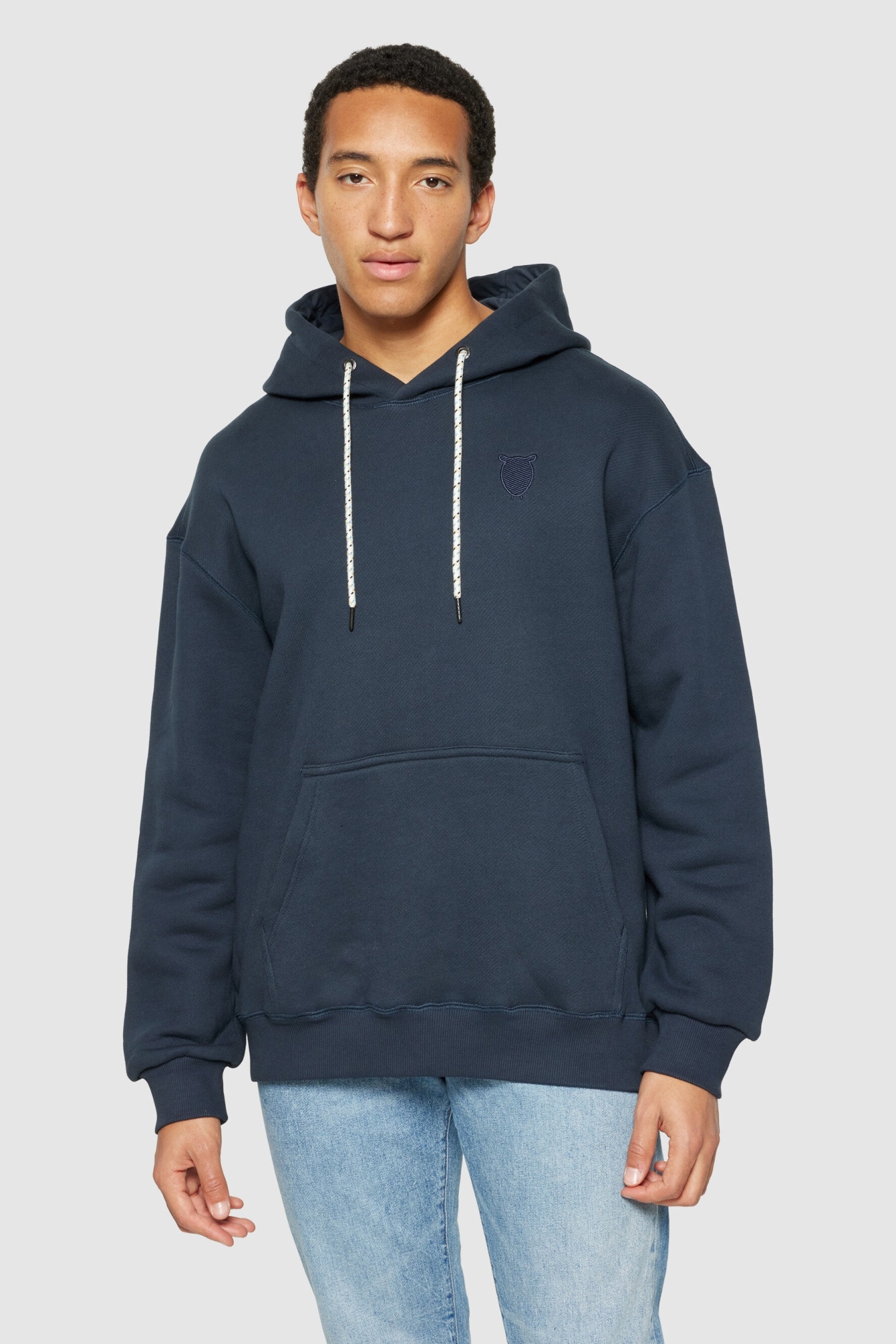 Image of KnowledgeCotton Apparel mannen vegan Hoodie Loose Kangaroo Pocket Total Eclipse