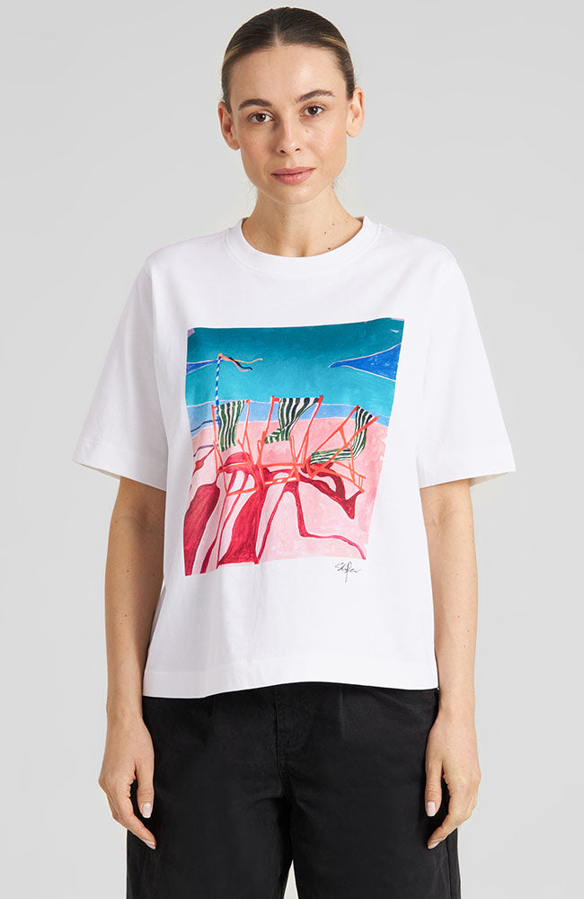 DEDICATED womens vegan T-Shirt Vadstena Deck Chairs White