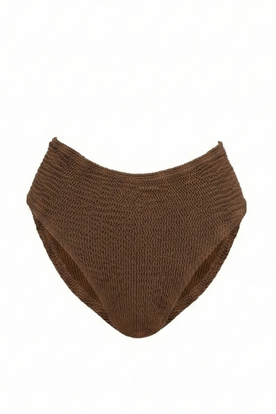CALAMOON womens vegan Bikini Bottoms High Rise Chocolate Brown