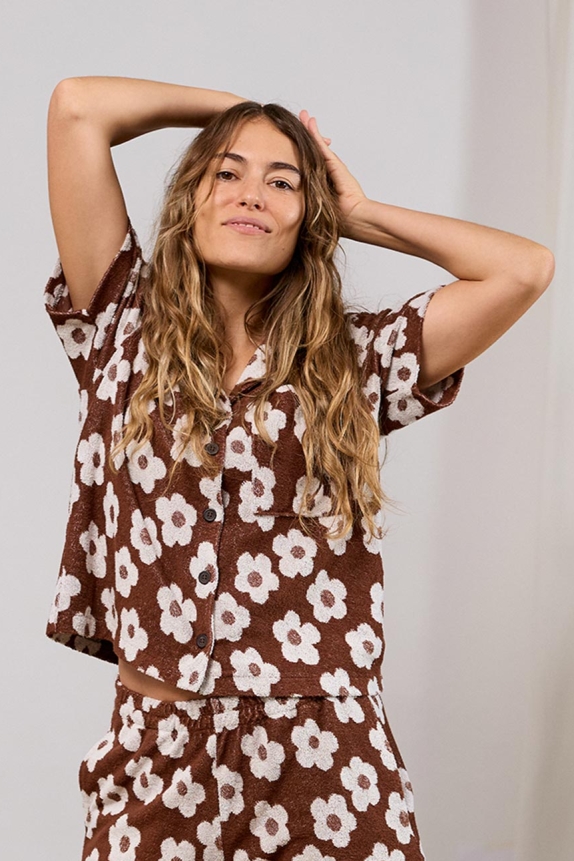 Image of TWOTHIRDS dames vegan Shirt Pennata Chocolade Madeliefjes