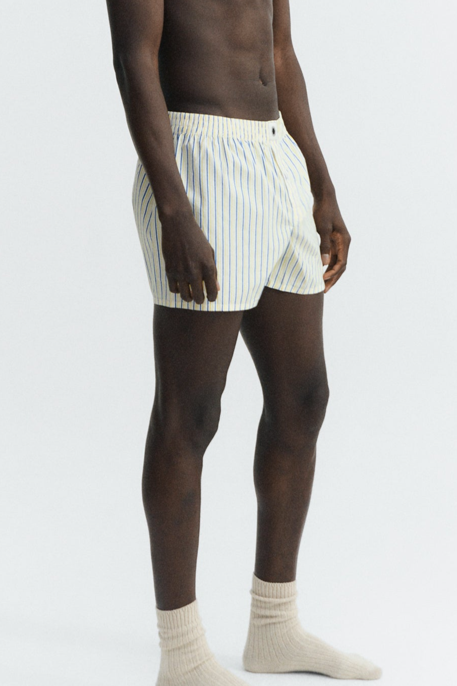 Thinking MU men vegan Boxers Poplin Striped Yellow Blue