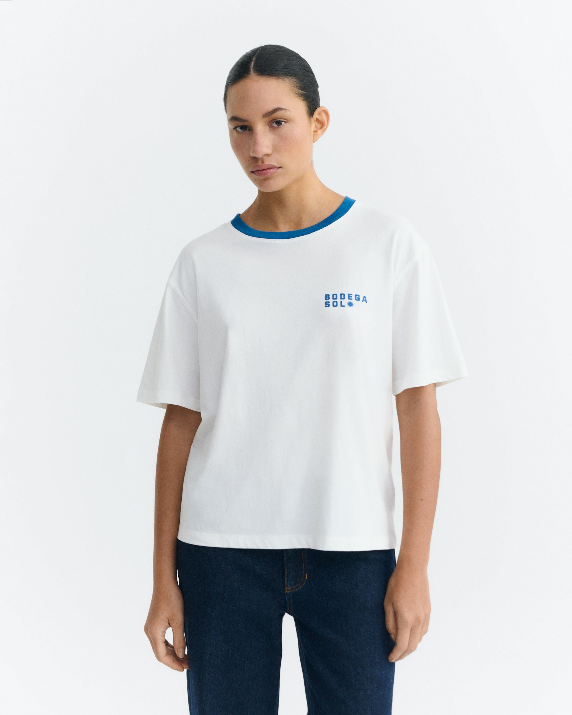 Thinking MU T-Shirt Lucia Winery Kontrast Blau/ Weiß