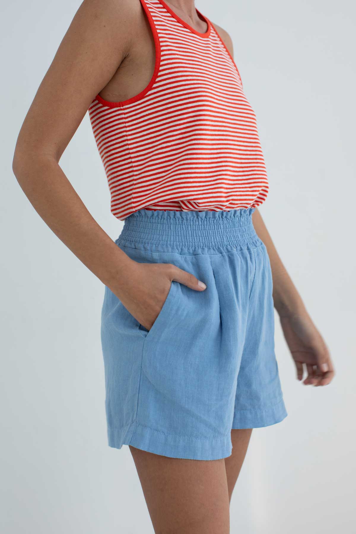 Image of TWOTHIRDS dames vegan Shorts Walfisch Denim Blauw