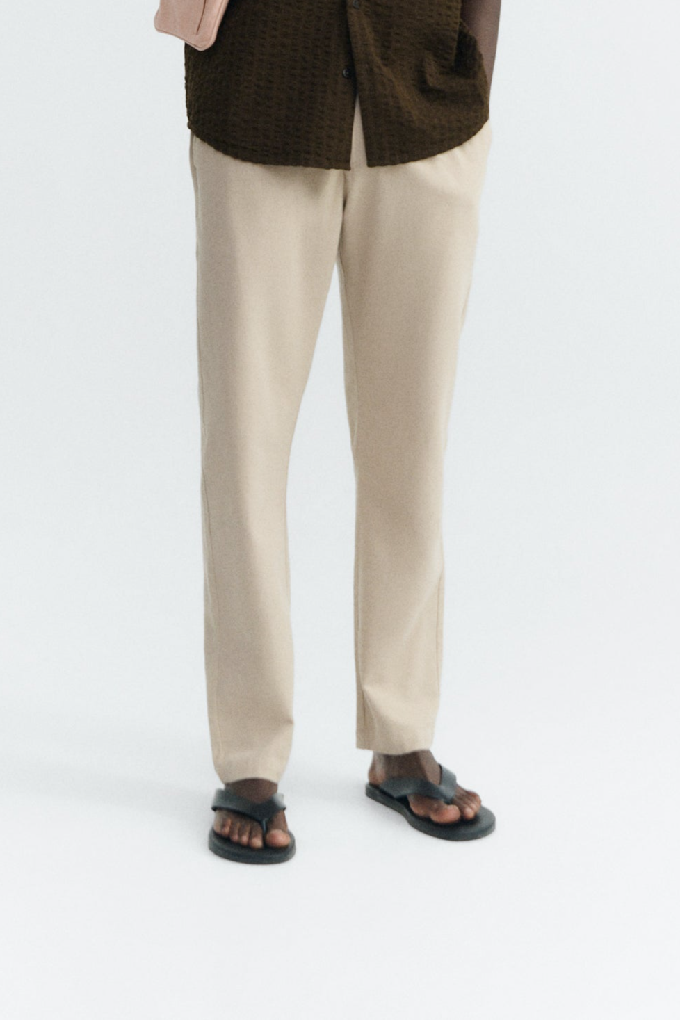 Image of Thinking MU mannen vegan Rechte Broek Reisformaat Beige
