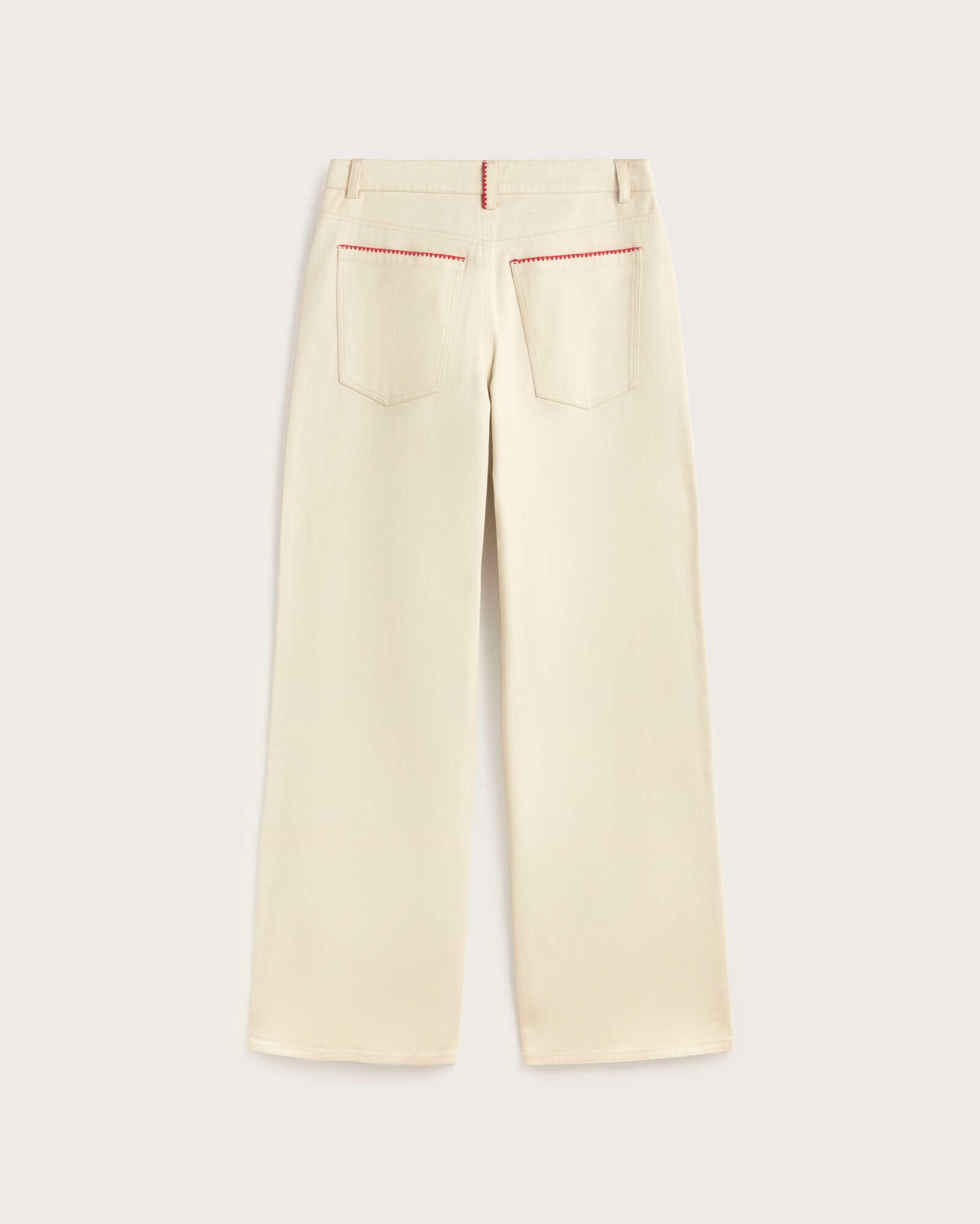 Thinking MU Hedda Handgeborduurde Broek Met Wijde Pijpen In Ecru