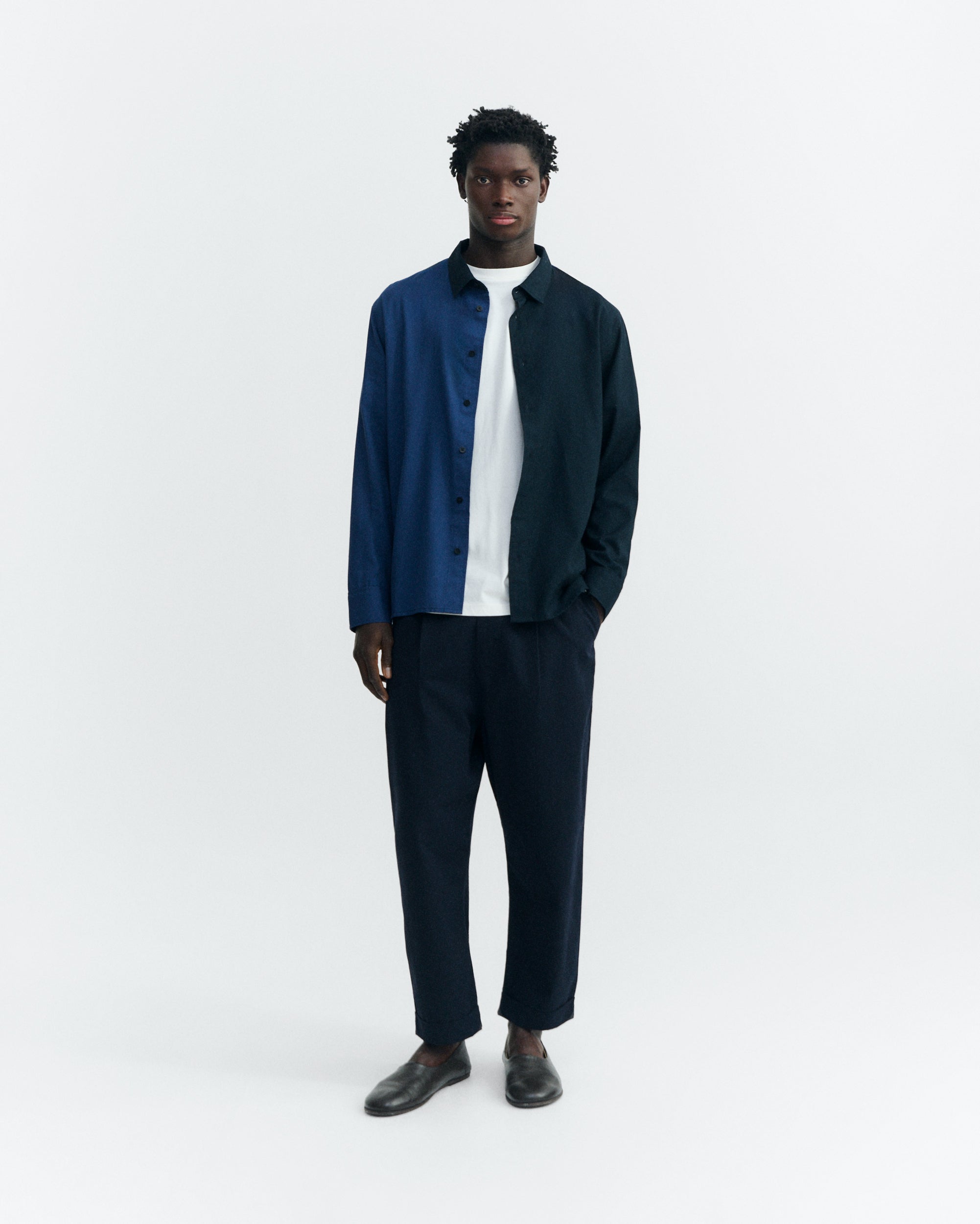 Thinking MU Overhemd Jimbo Marineblauw/Zwart