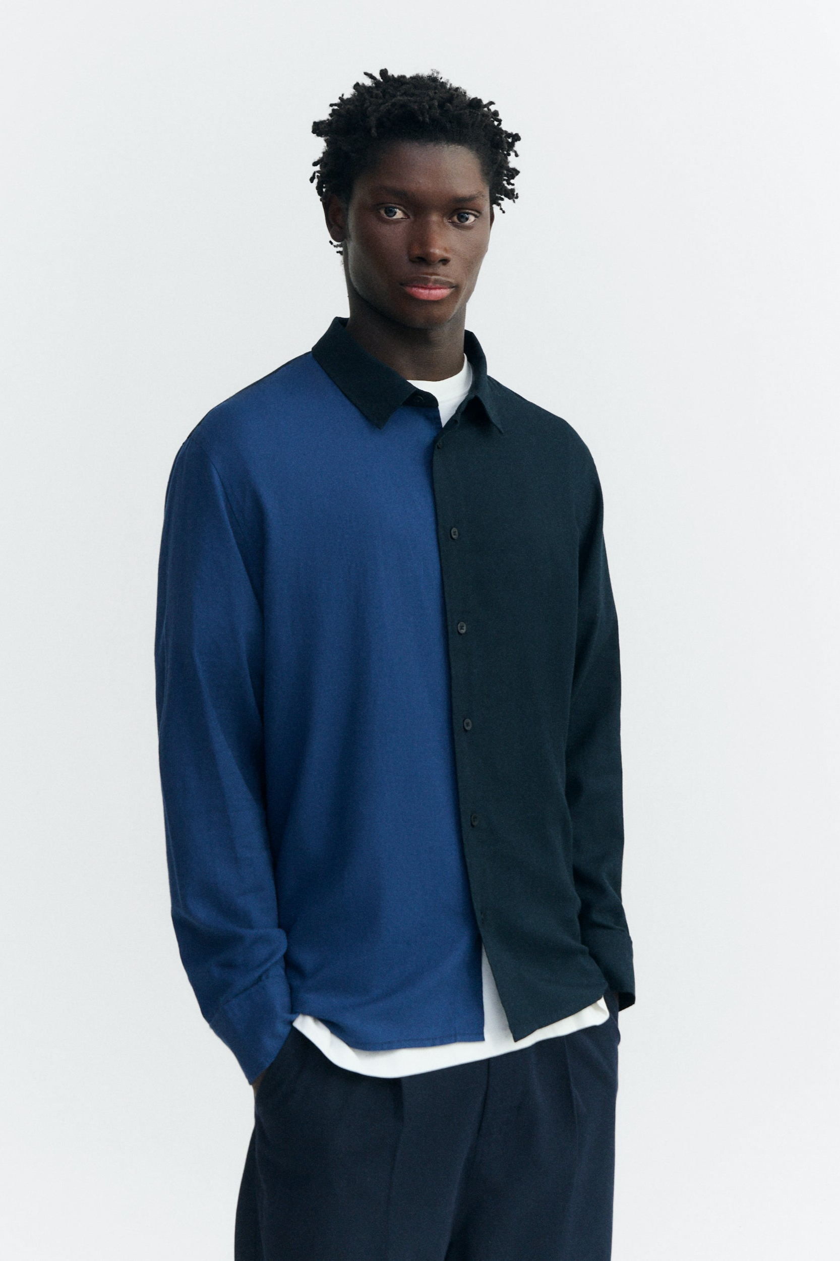 Thinking mu Herren vegan Hemd Jimbo Marineblau/ Schwarz