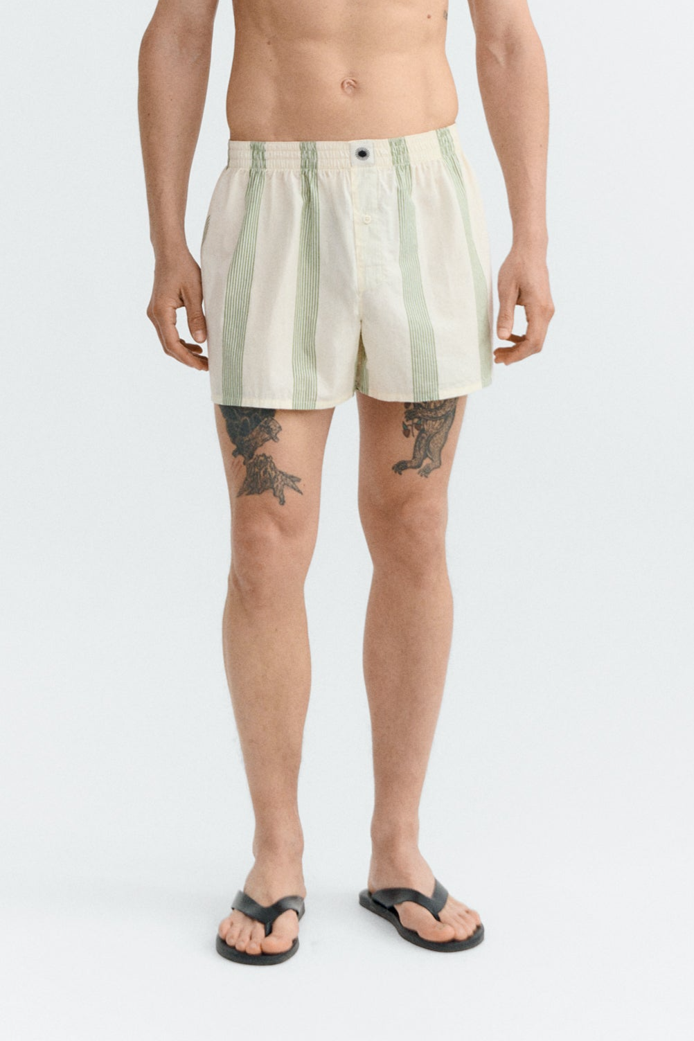 Thinking MU men vegan Boxer Poplin Striped Green
