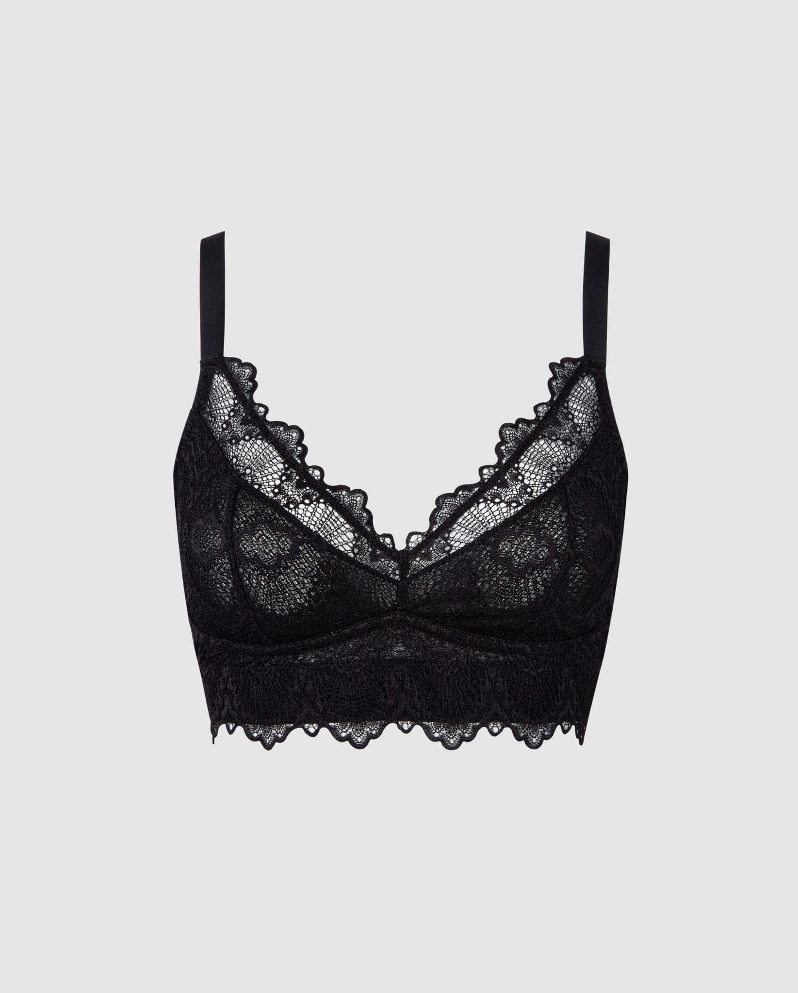 Understatement womens vegan Bra Lace Support Plus Black
