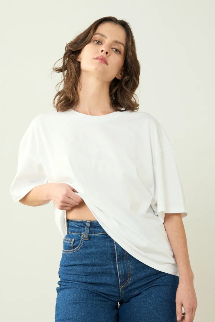 Clotsy Damen vegan T-Shirt Oversized Wei&Atilde;Ÿ