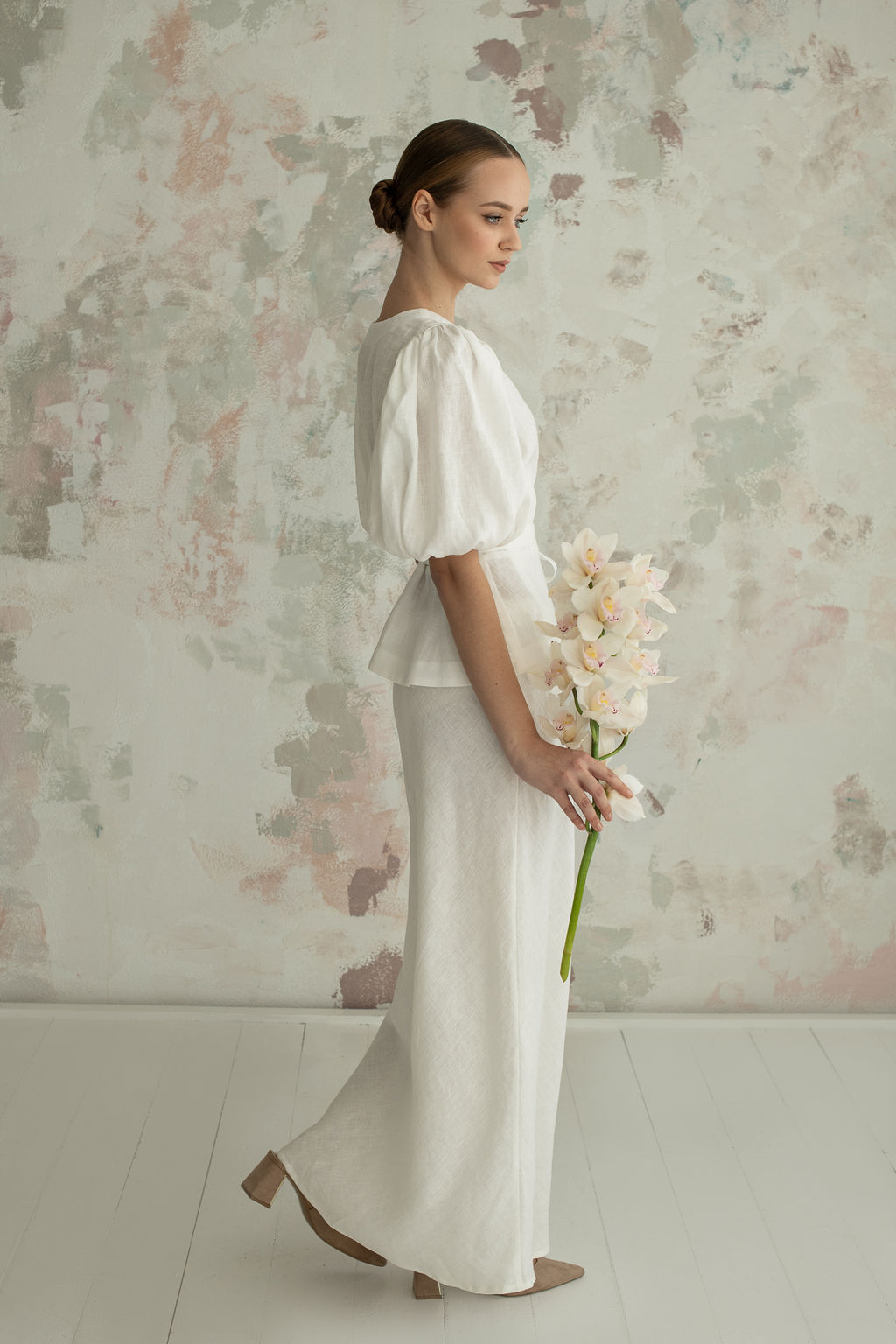 Amber Linen Set Wrap Top & Skirt Venezia Cream