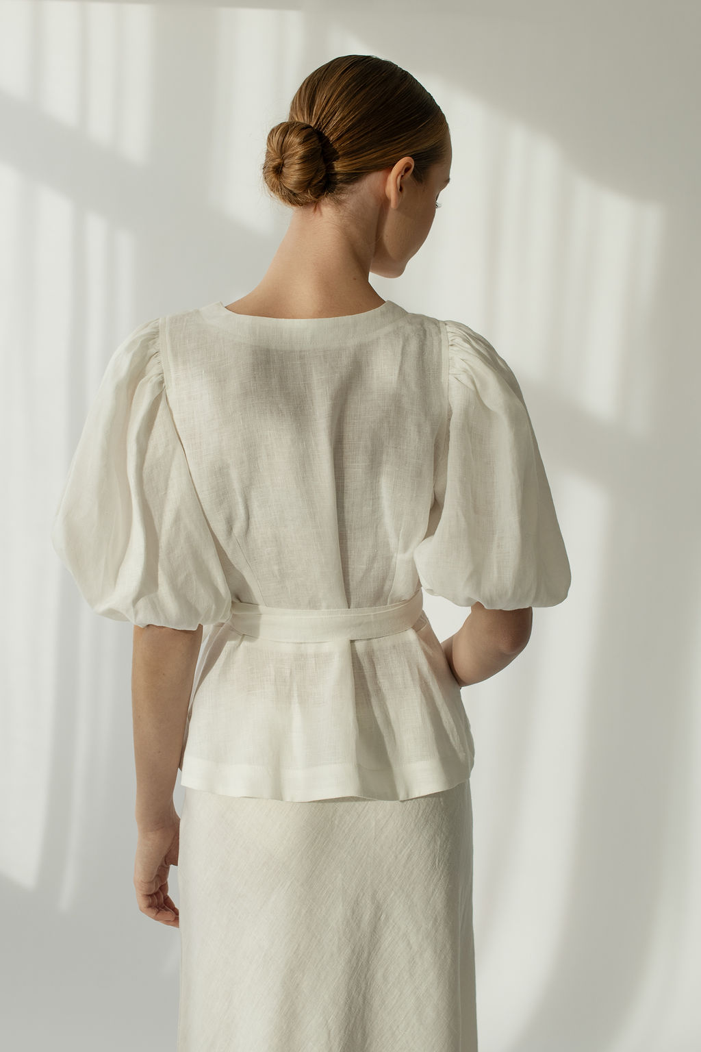 Amber Linen Set Wrap Top & Skirt Venezia Cream