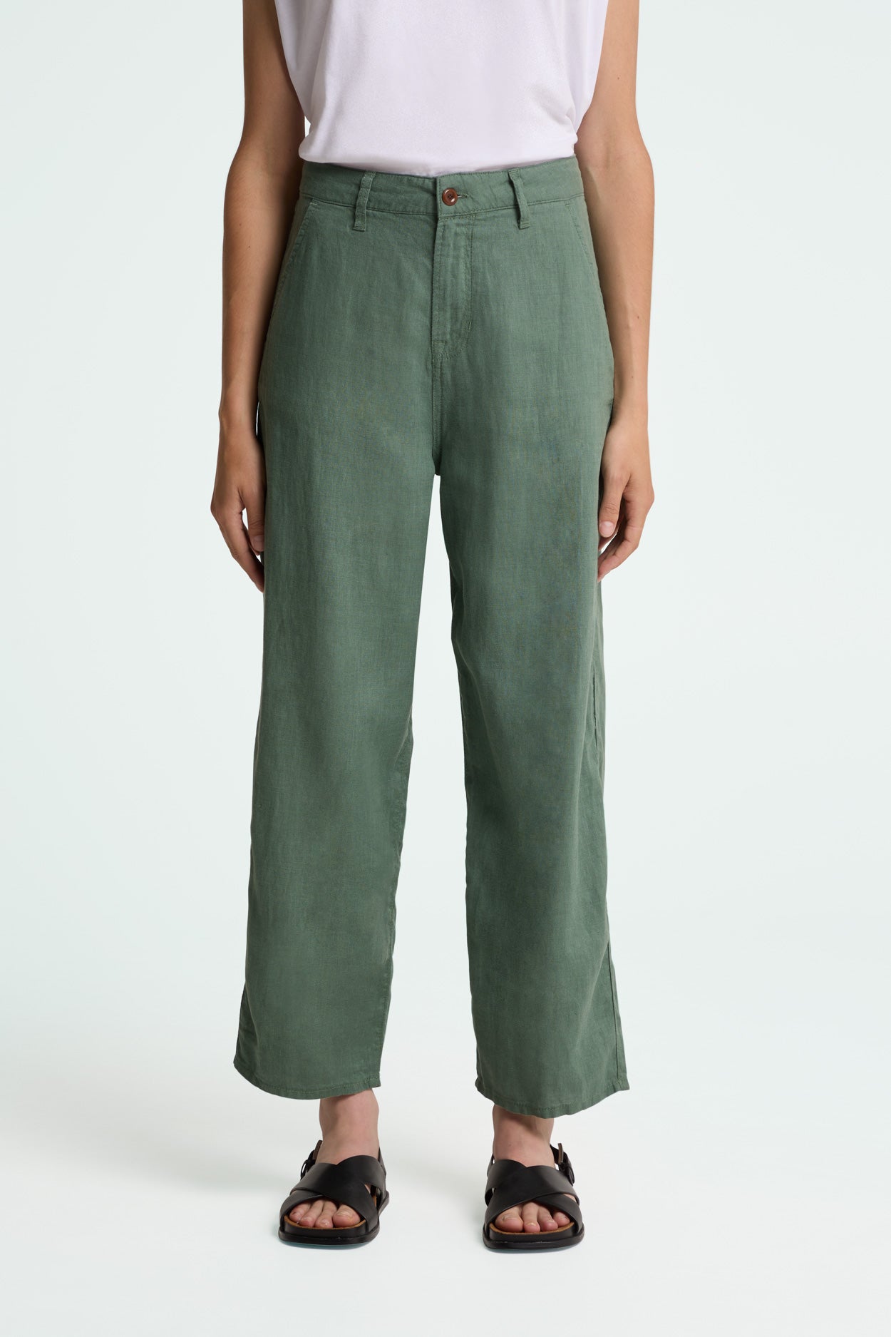 Kings Of Indigo Damen vegan Hose Leila Dunkel Waldgr&Atilde;&frac14;n