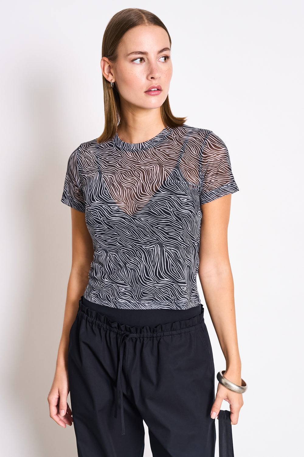 JAN N JUNE JAN 'N JUNE Damen vegan T-Shirt Mesh Evie Zebra Print
