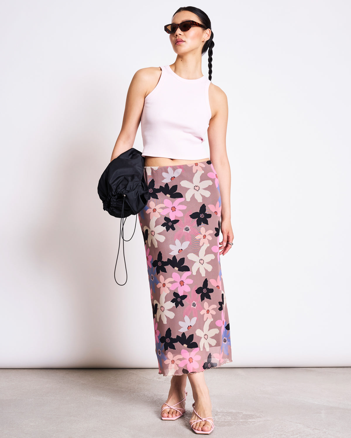 JAN 'N JUNE womens vegan Maxi Skirt Mesh Smuk Wild Bloom