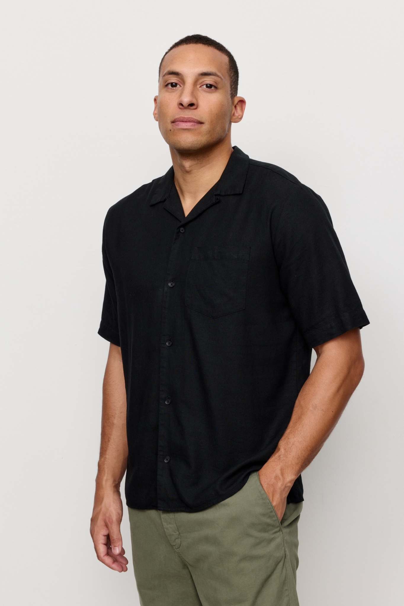 Recolution Herren vegan Hemd Kaktus Schwarz