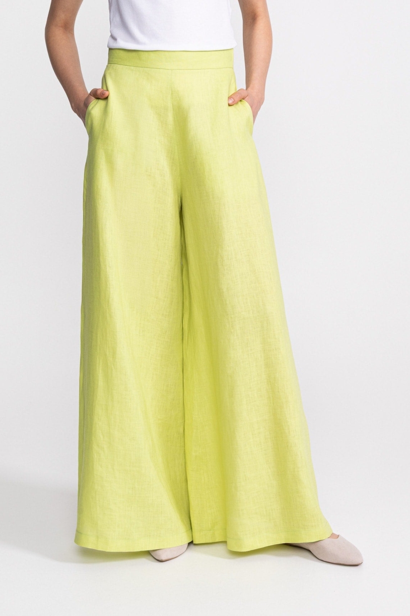 De IONESCU Damen vegan Hose Palazzo Leinen Pistazie Gr&Atilde;&frac14;n