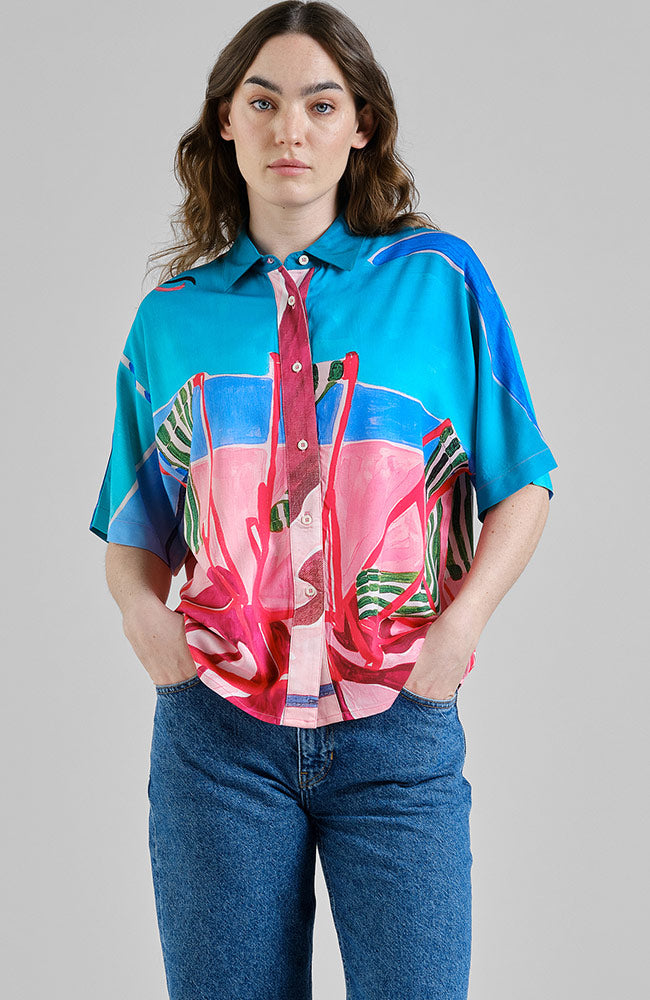 Image of DEDICATED dames vegan Blouse Alsvik Ligstoelen Meerkleurig