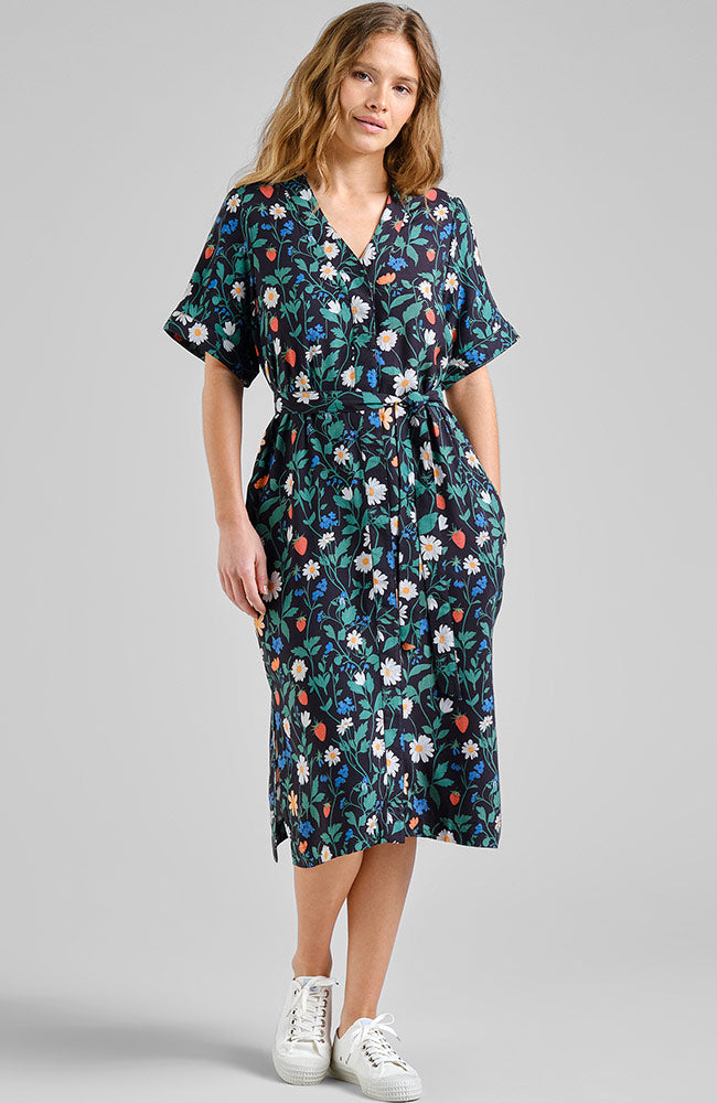Dedicated Damen vegan Kleid Kallvik Strawberry Field Schwarz