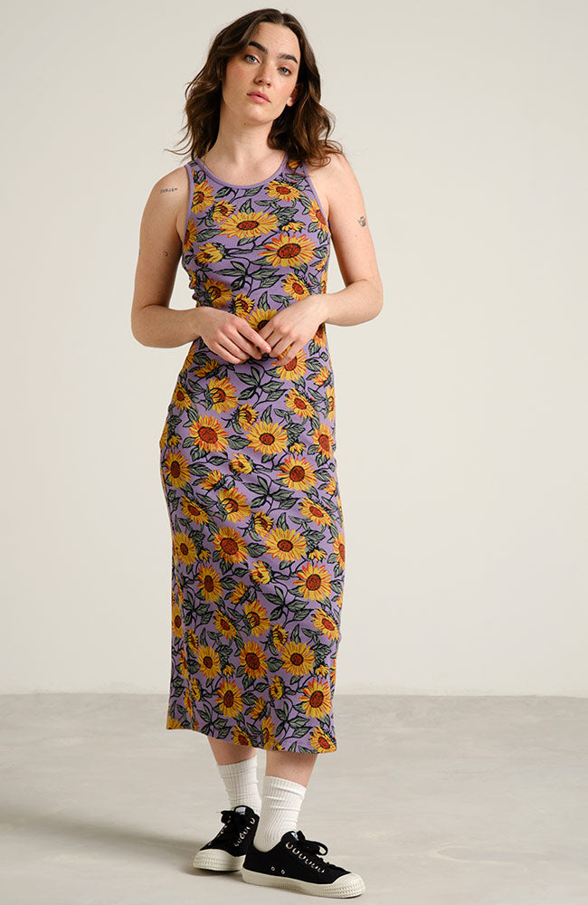 Dedicated Damen vegan Kleid Rippe Motala Sonnenblume Haze Lila