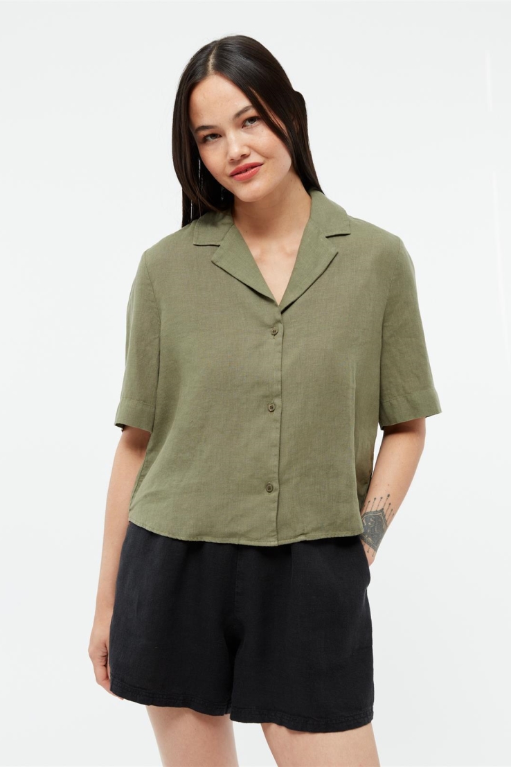 Image of Givn dames vegan Blouse Carol Vervaagde Olijfgroen