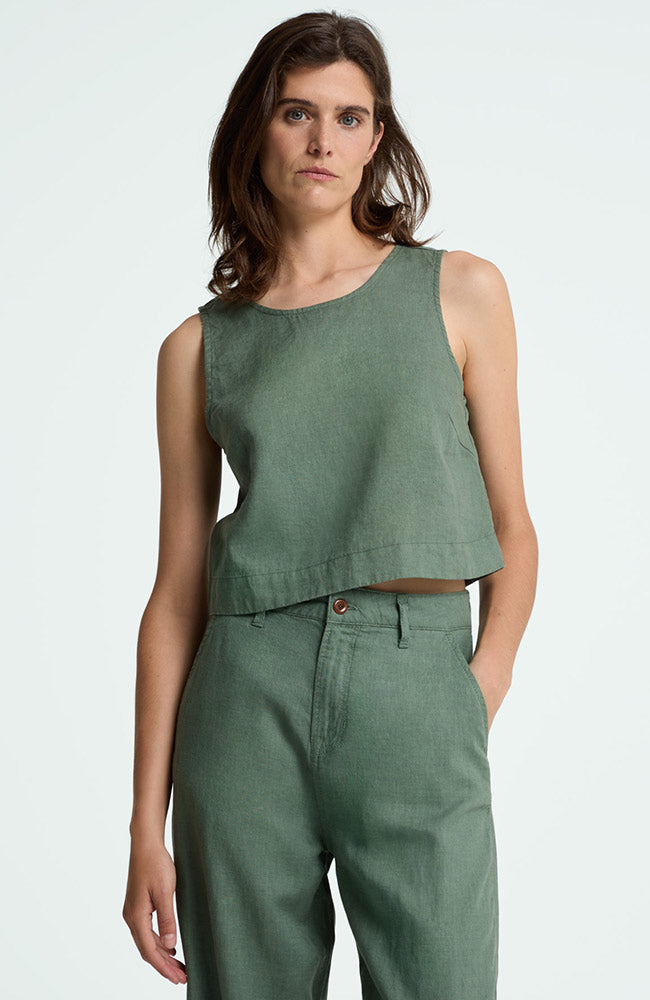 Kings Of Indigo Damen vegan Top Belle Dunkles Waldgr&Atilde;&frac14;n