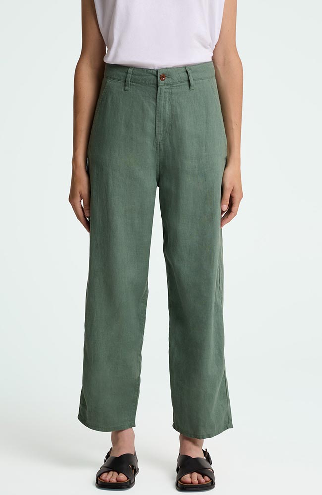 Kings Of Indigo Damen vegan Hose Leila Dunkel Waldgr&Atilde;&frac14;n