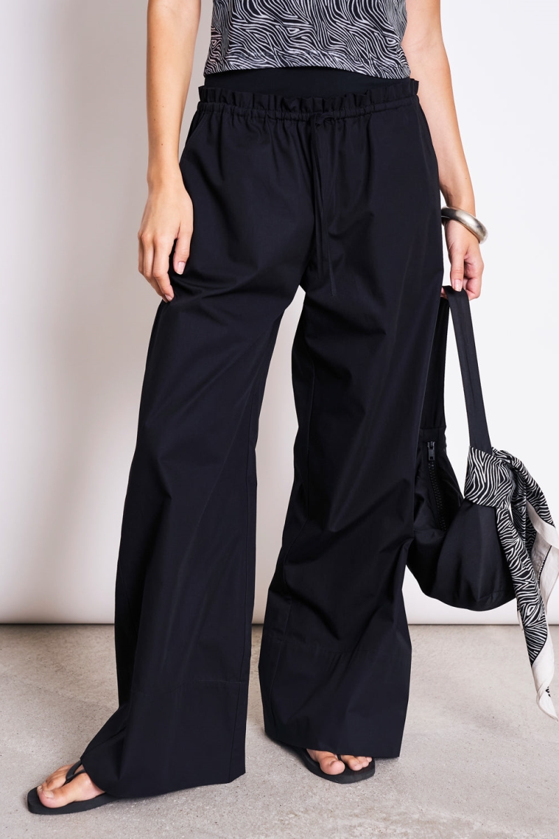 JAN N JUNE JAN 'N JUNE Damen vegan Hose Drawstring Wide Kiva Schwarz
