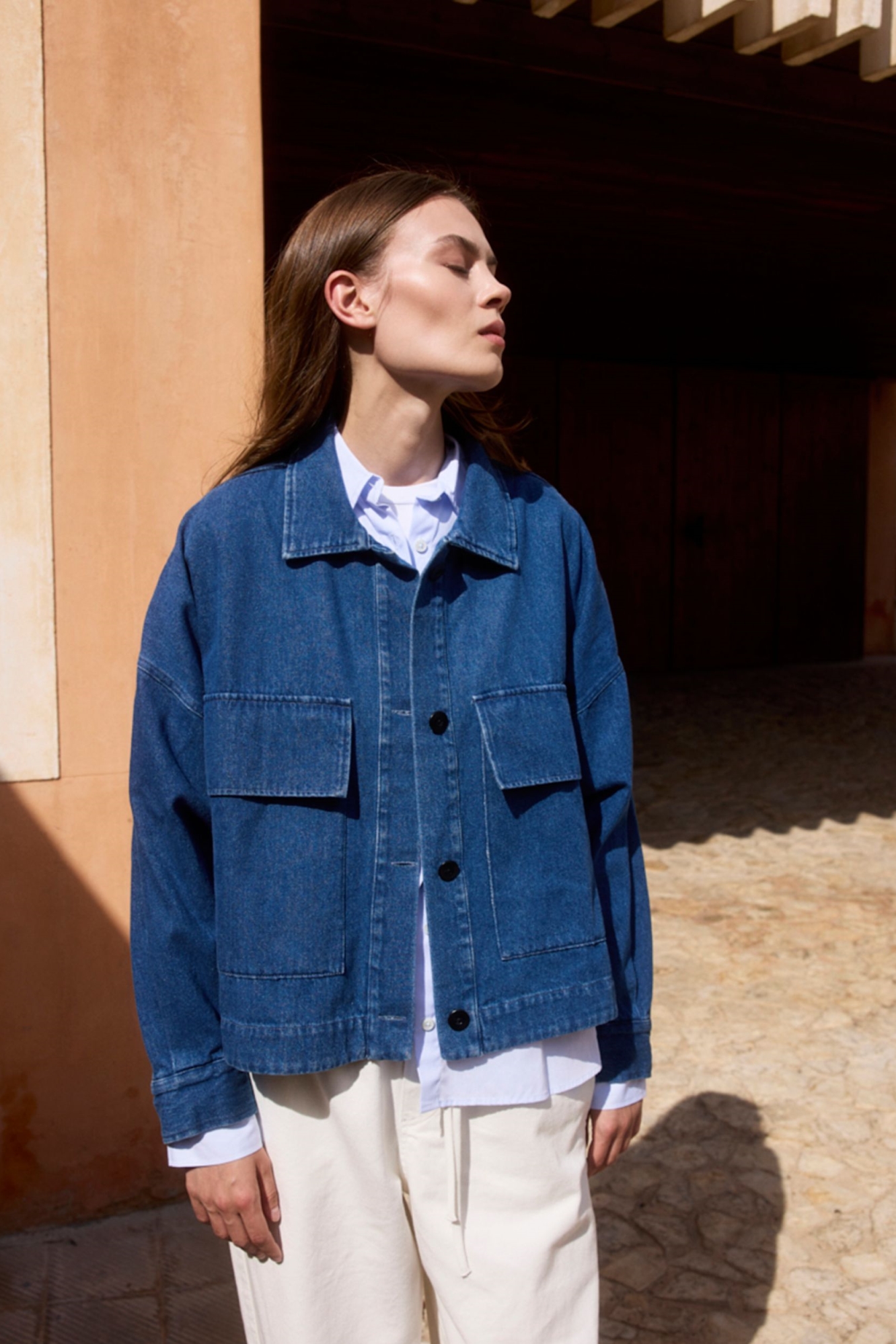 Image of WOTE dames vegan Jasje Van Spijkerstof In Blauw