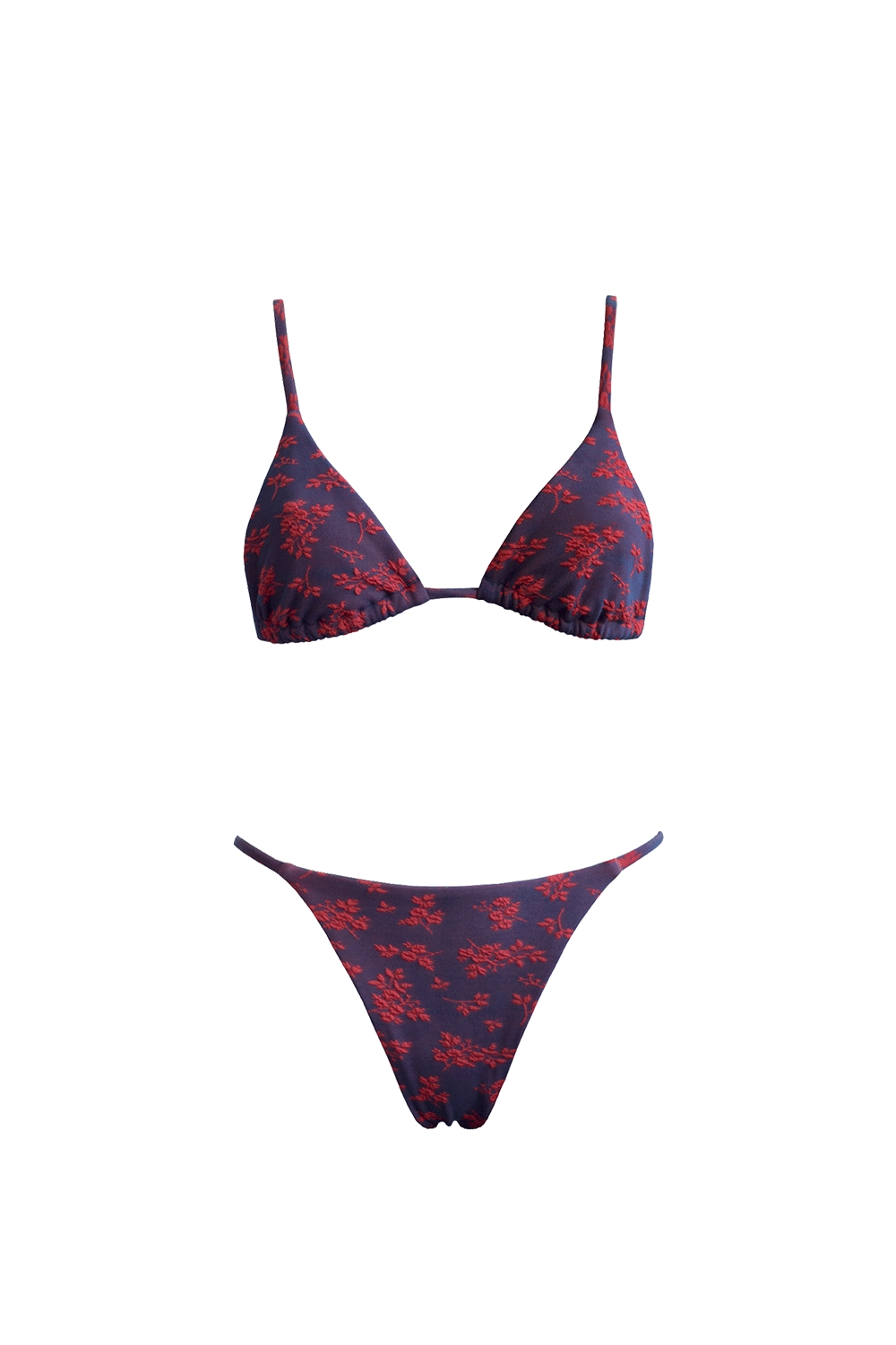 Anekdot Damen vegan Bikini Set Olbia Floral Jacquard Blau/Rot