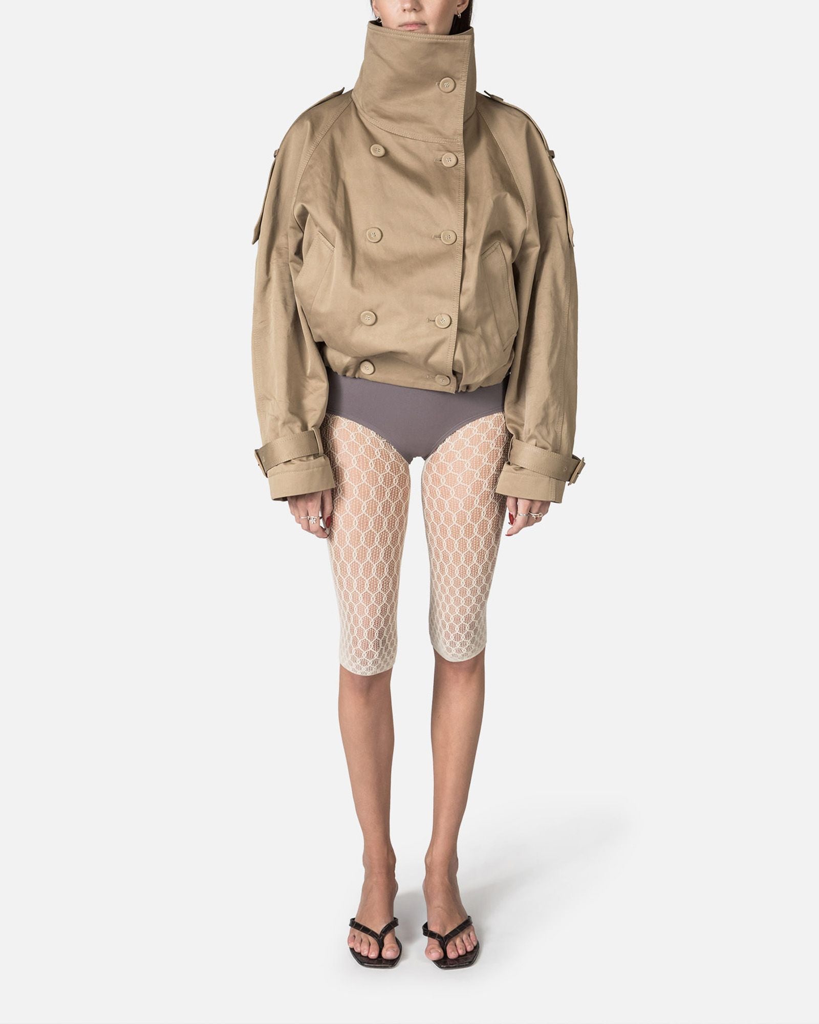 Swedish Stockings womens vegan Leggings Laura Net Capri Oyster Grey