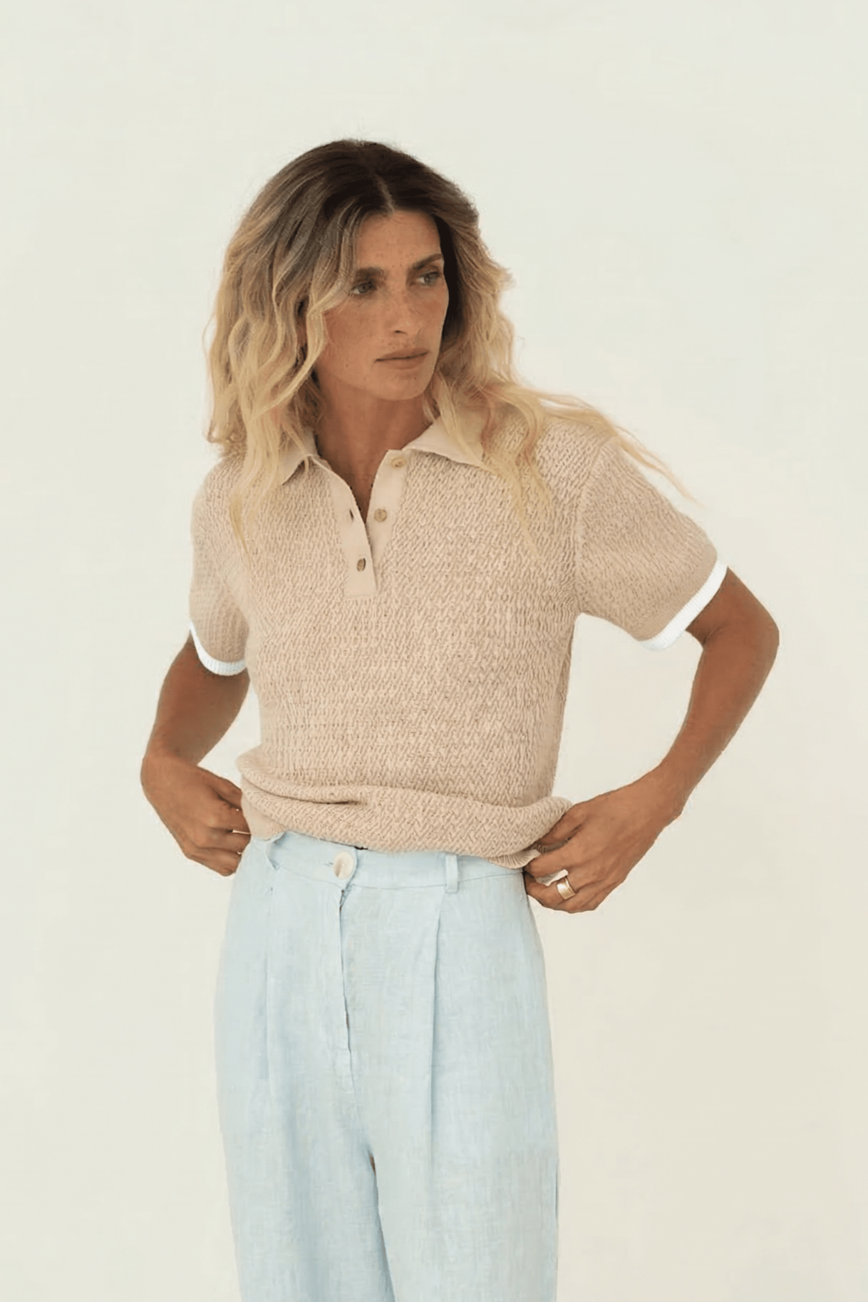 N&Atilde;&curren;z Damen vegan Polo Lilly Beige