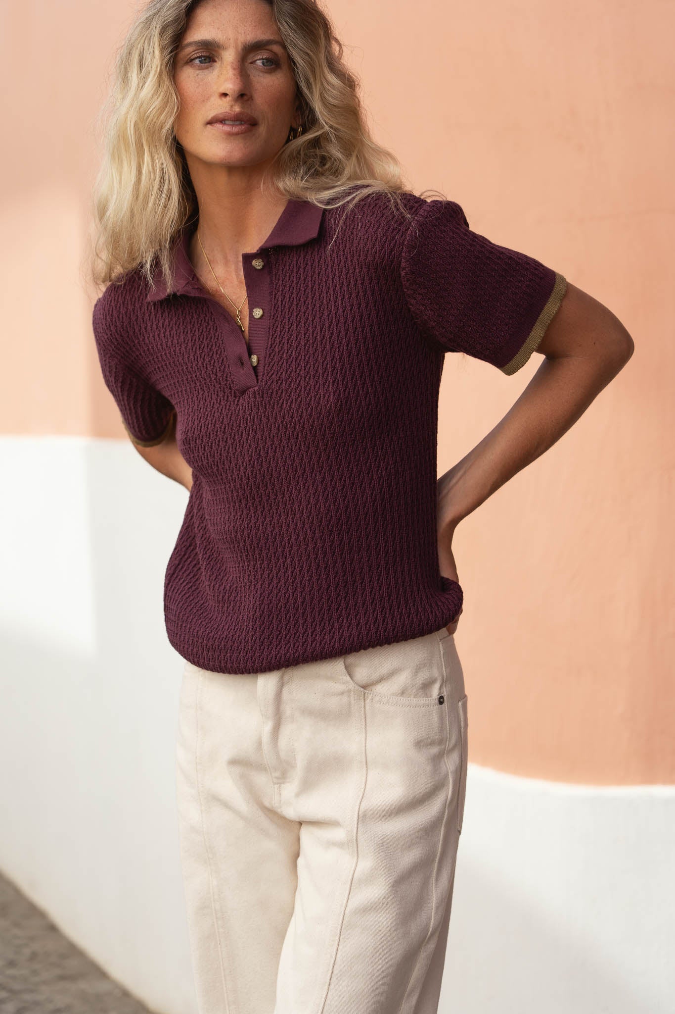 N&Atilde;&curren;z Damen vegan Polo Lilly Aubergine Lila