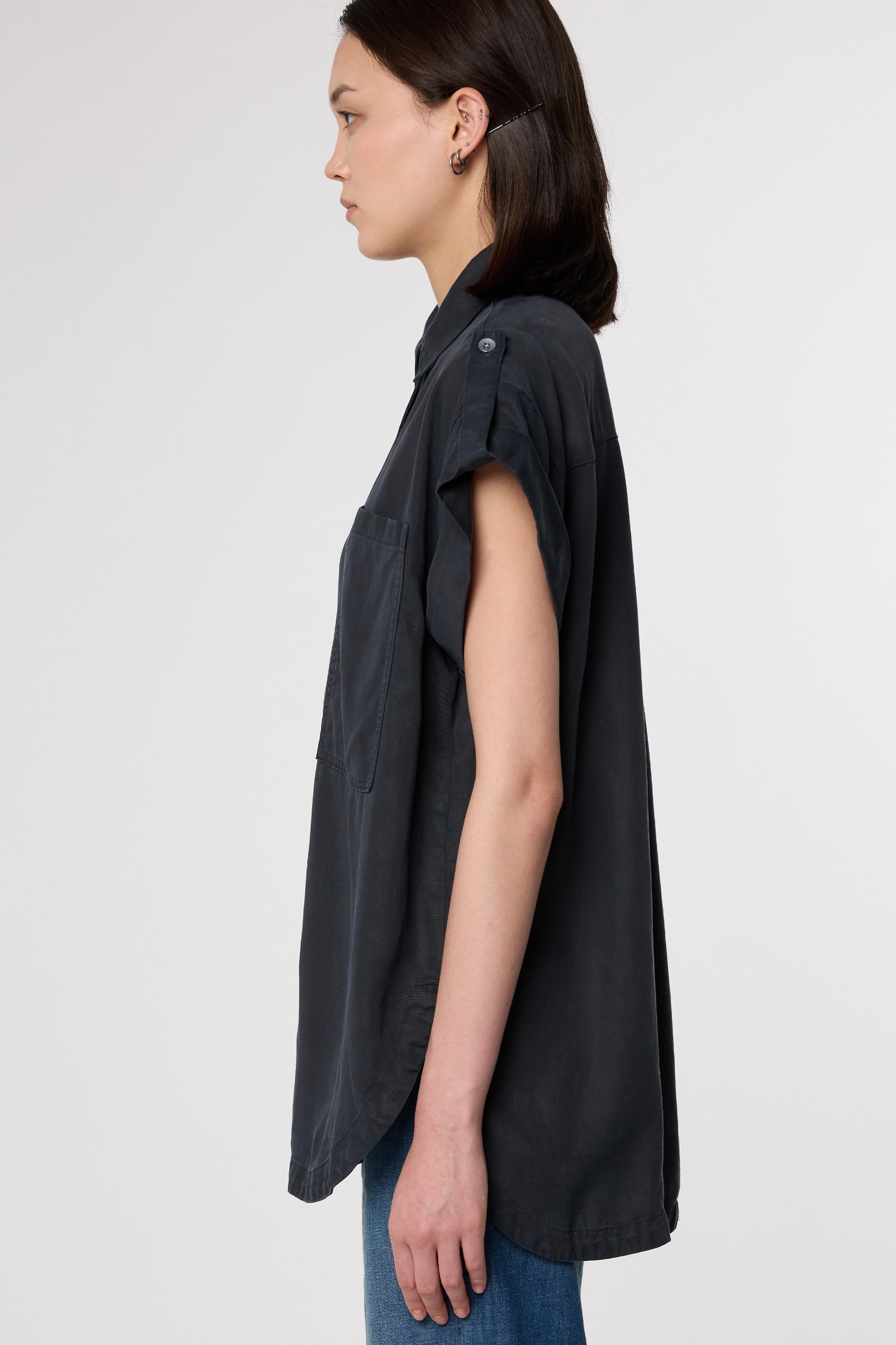 Dawn womens vegan Shirt Air Oversize Dark Navy