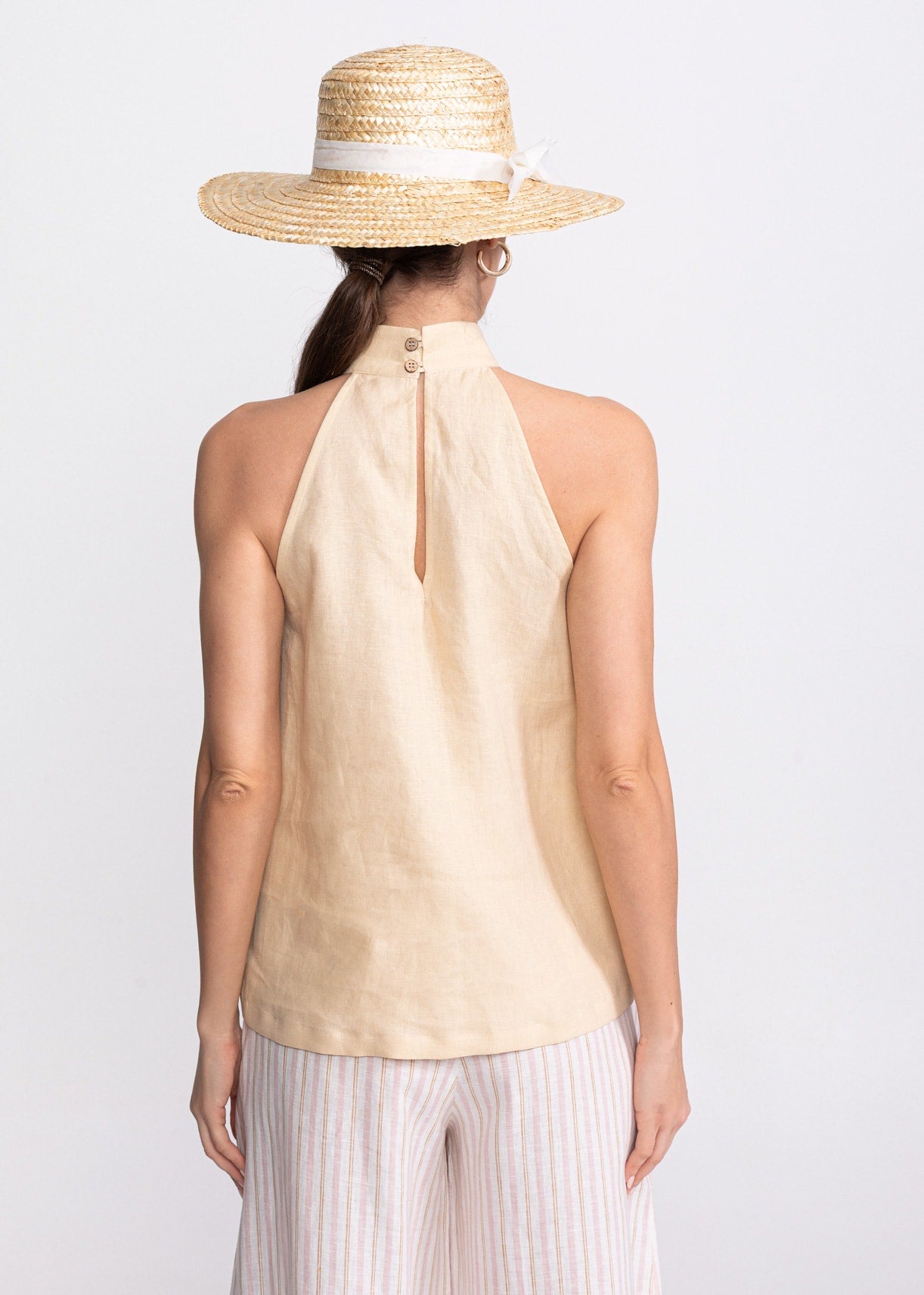 De IONESCU womens vegan Halter Top Tismana Ecru