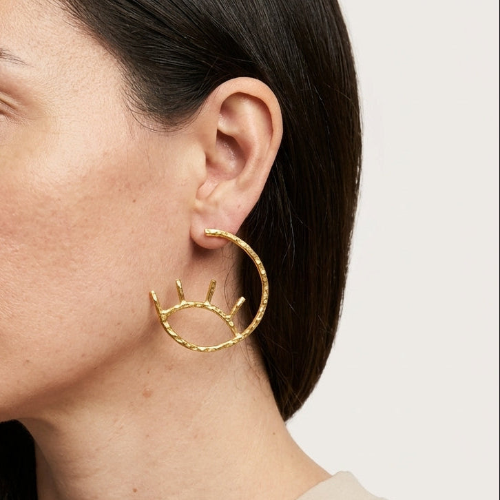 Les Reines Earrings Eye Of The Sun Gold
