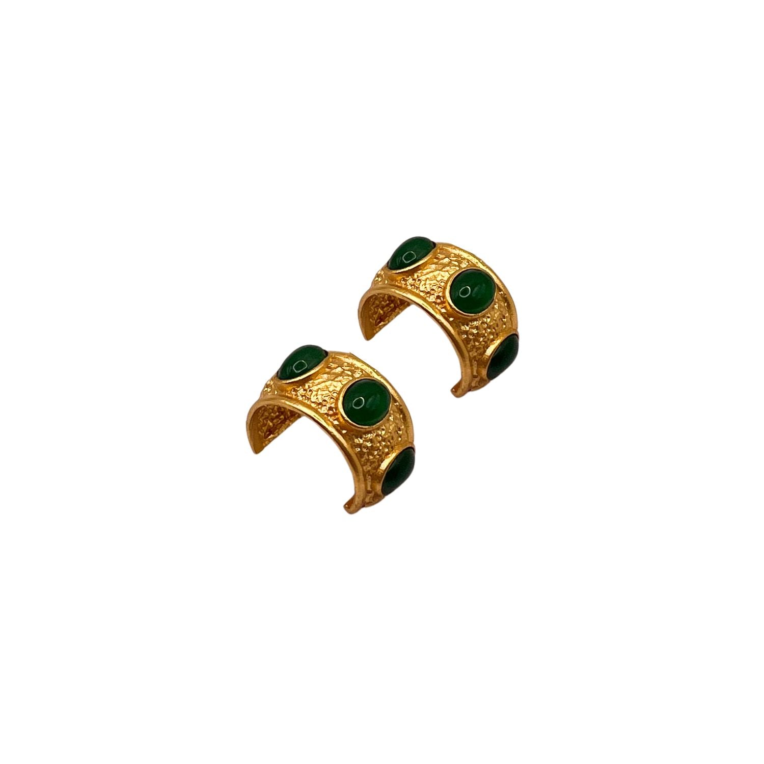 Les Reines Hoops Emerald Crown Gold