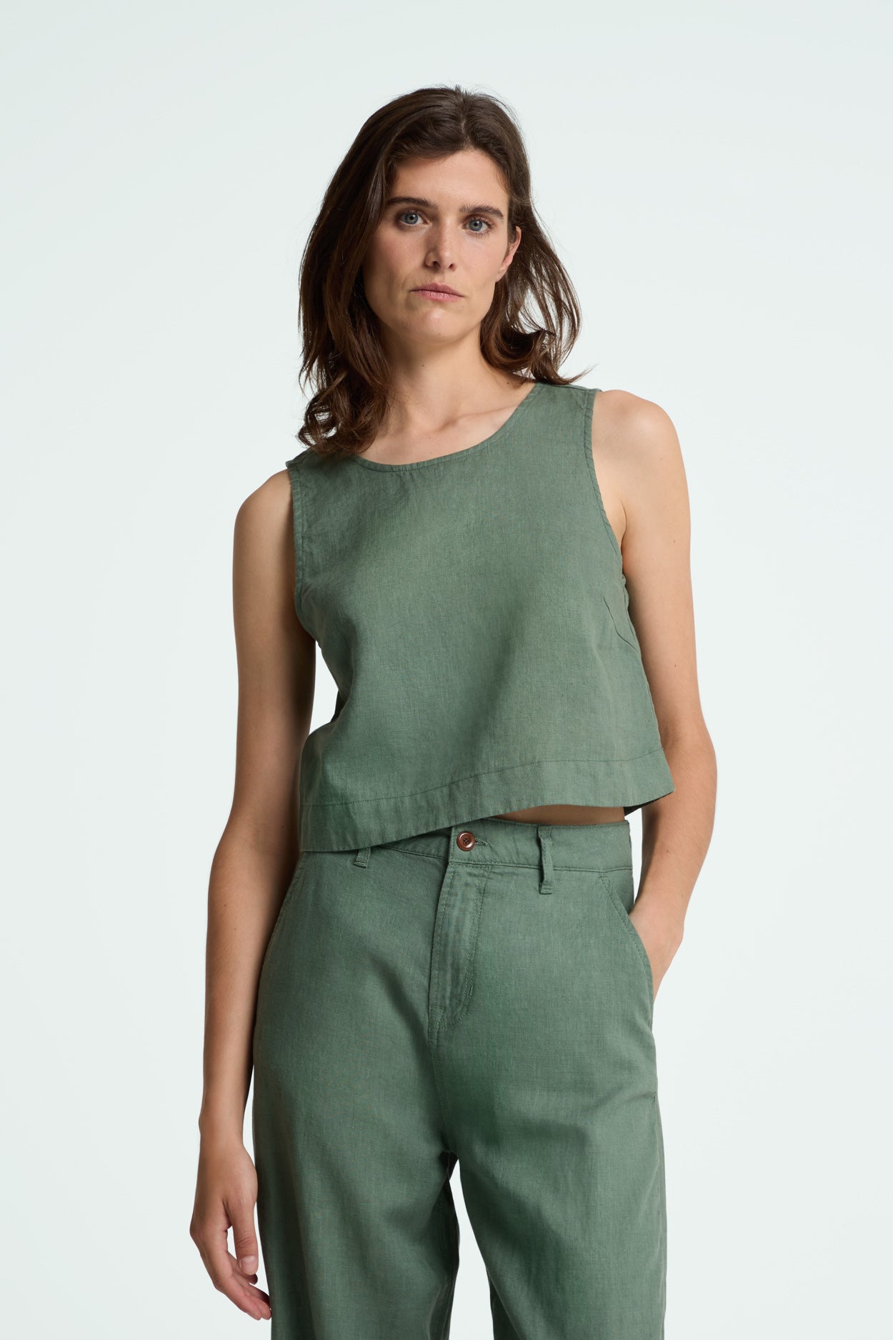 Kings Of Indigo Damen vegan Top Belle Dunkles Waldgr&Atilde;&frac14;n