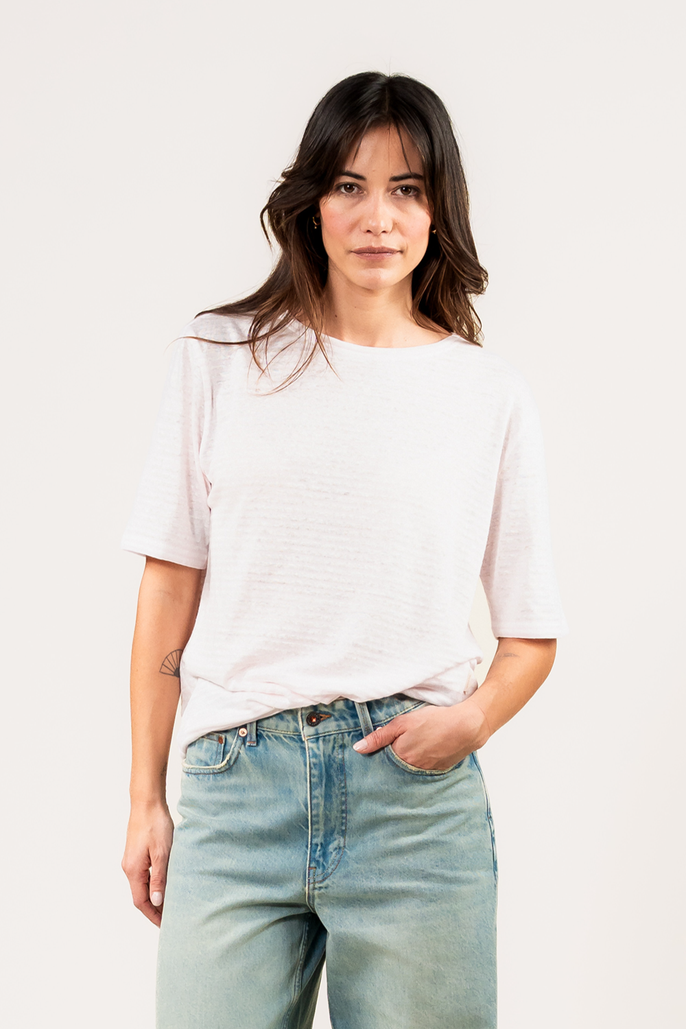 Kuyichi Damen vegan T-Shirt Olivia Gestreift Hellrosa