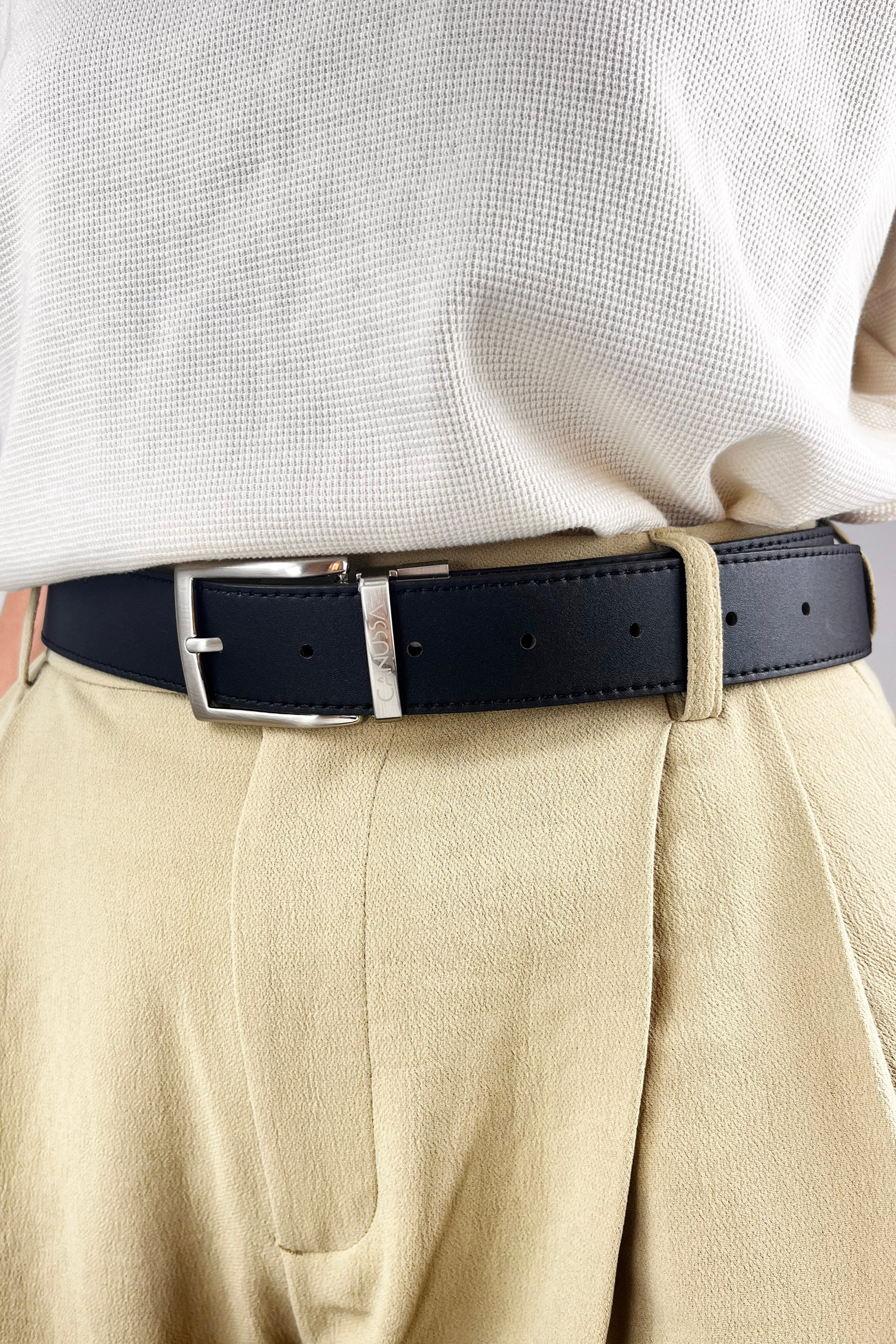 CANUSSA men vegan Belt Reversible Black/ Red