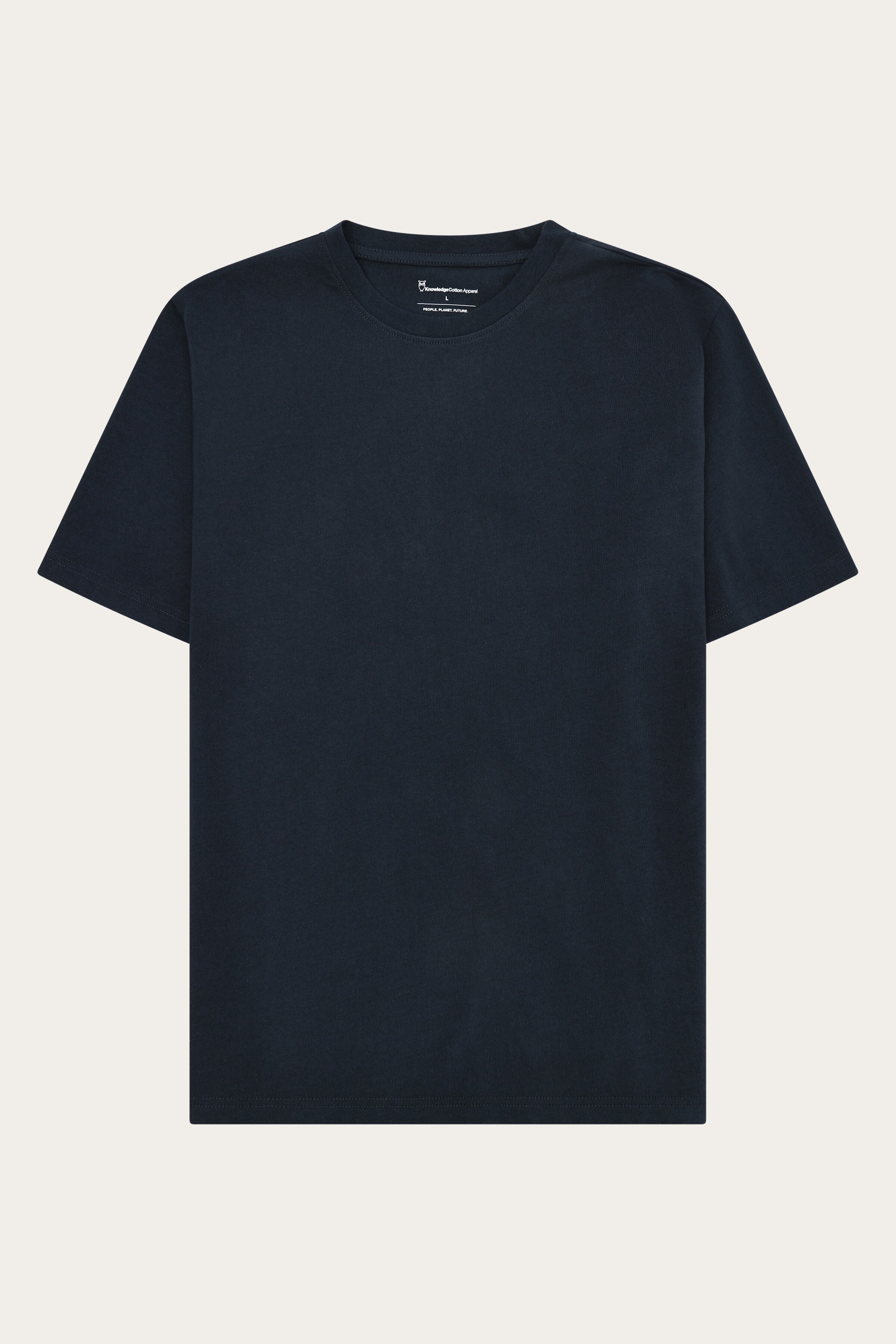 KnowledgeCotton Apparel men vegan T-Shirt Basic Total Eclipse Blue