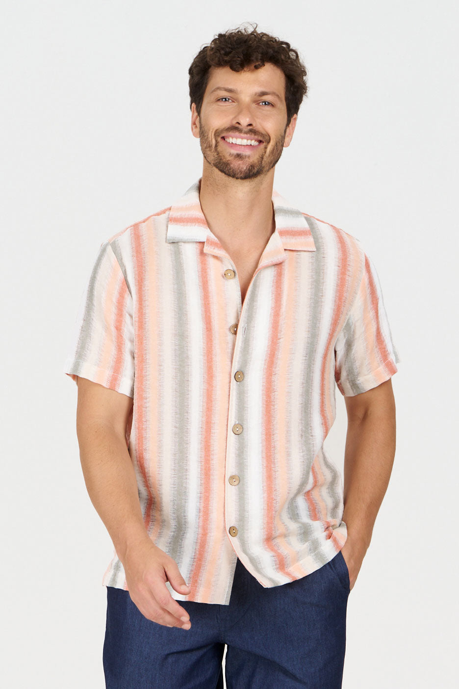 KOMODO Herren vegan Shirt Wave Multicolor Gestreift