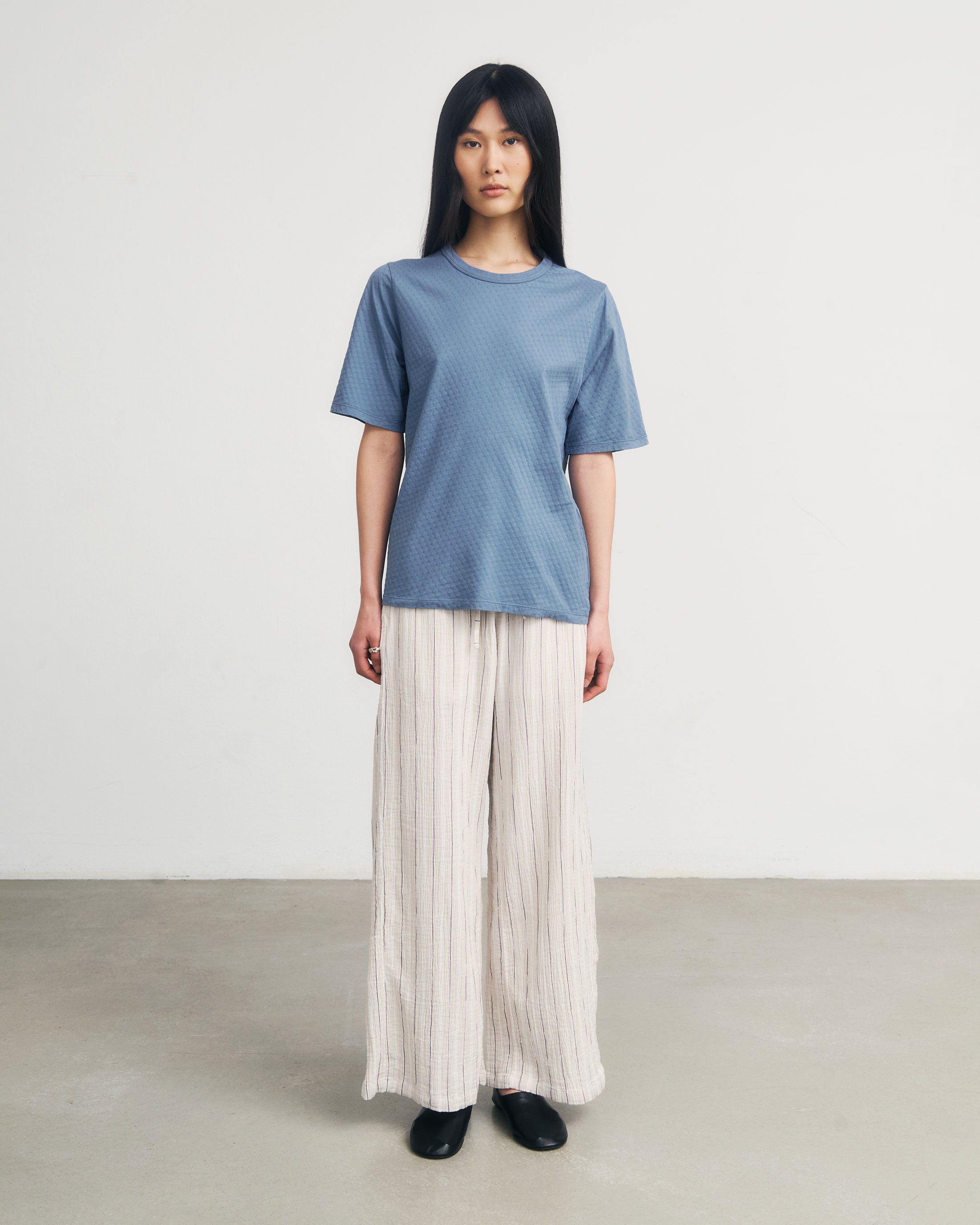Rotholz womens vegan T-Shirt Textured Stone Blue