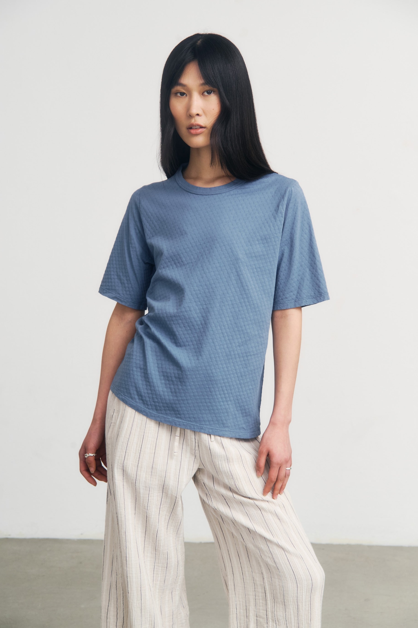 Rotholz Damen vegan T-Shirt Textured Stone Blue