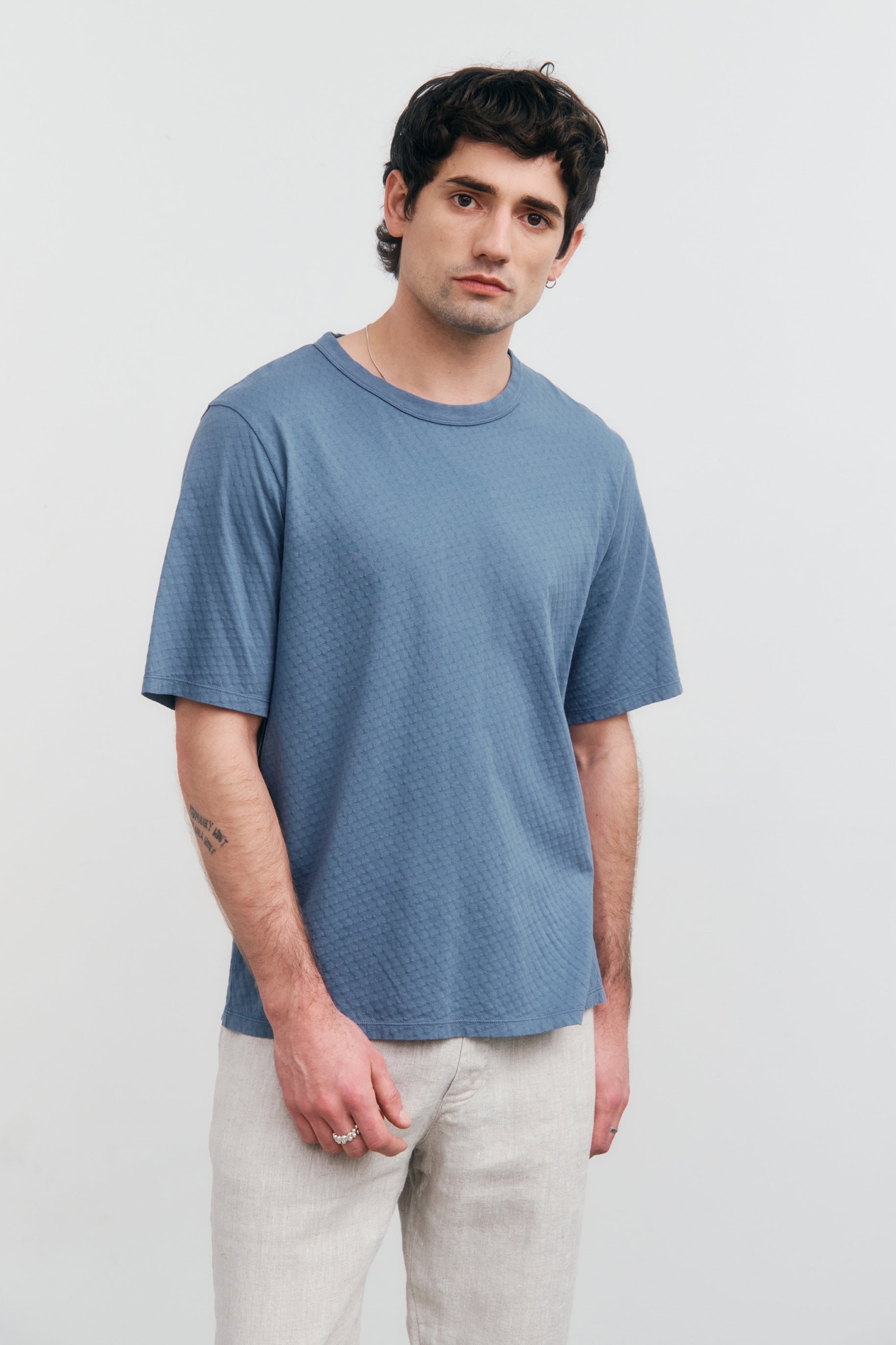 Rotholz Herren vegan T-Shirt Textured Stone Blue