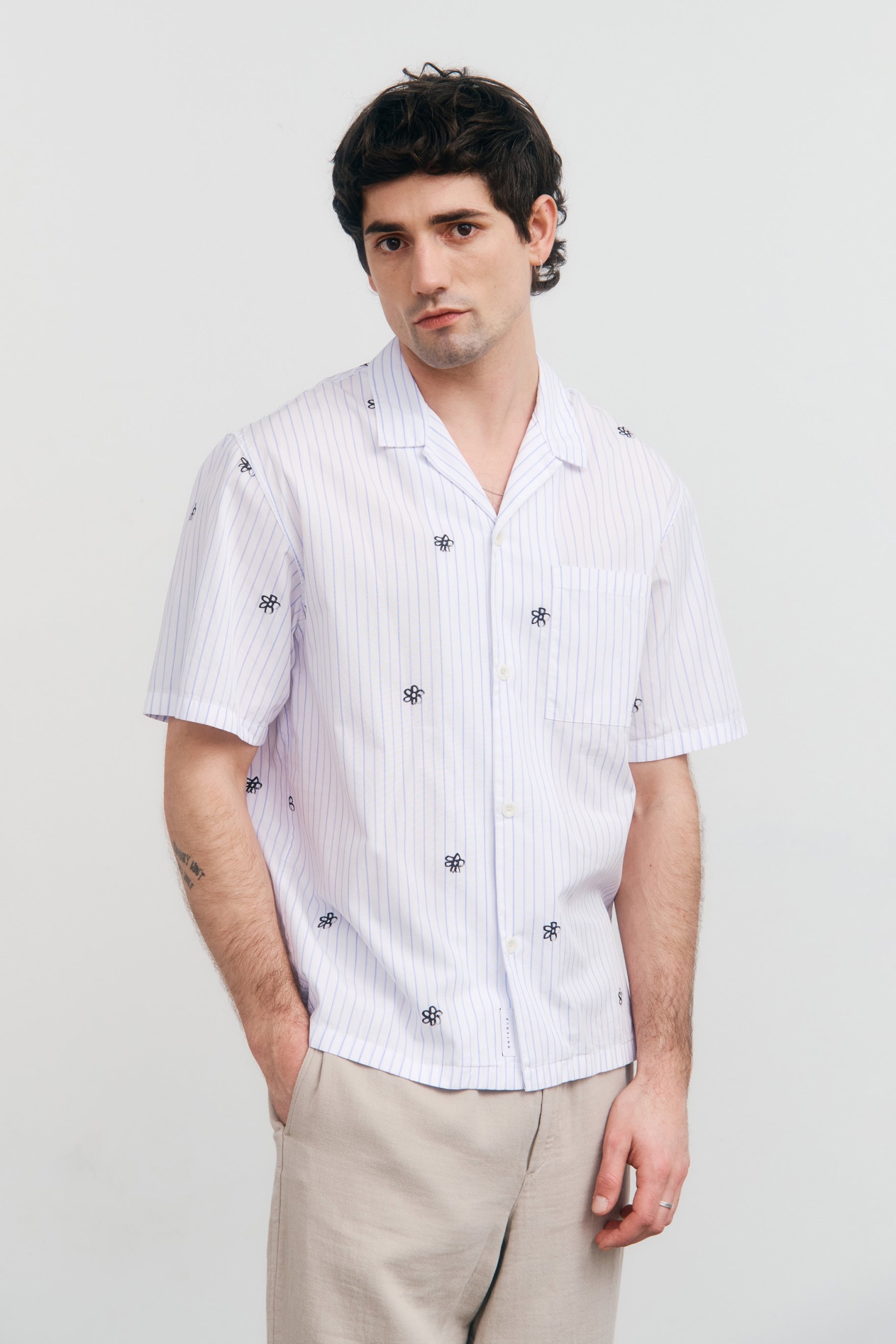 Rotholz Herren vegan Shirt Bowling Flower Print Stripe