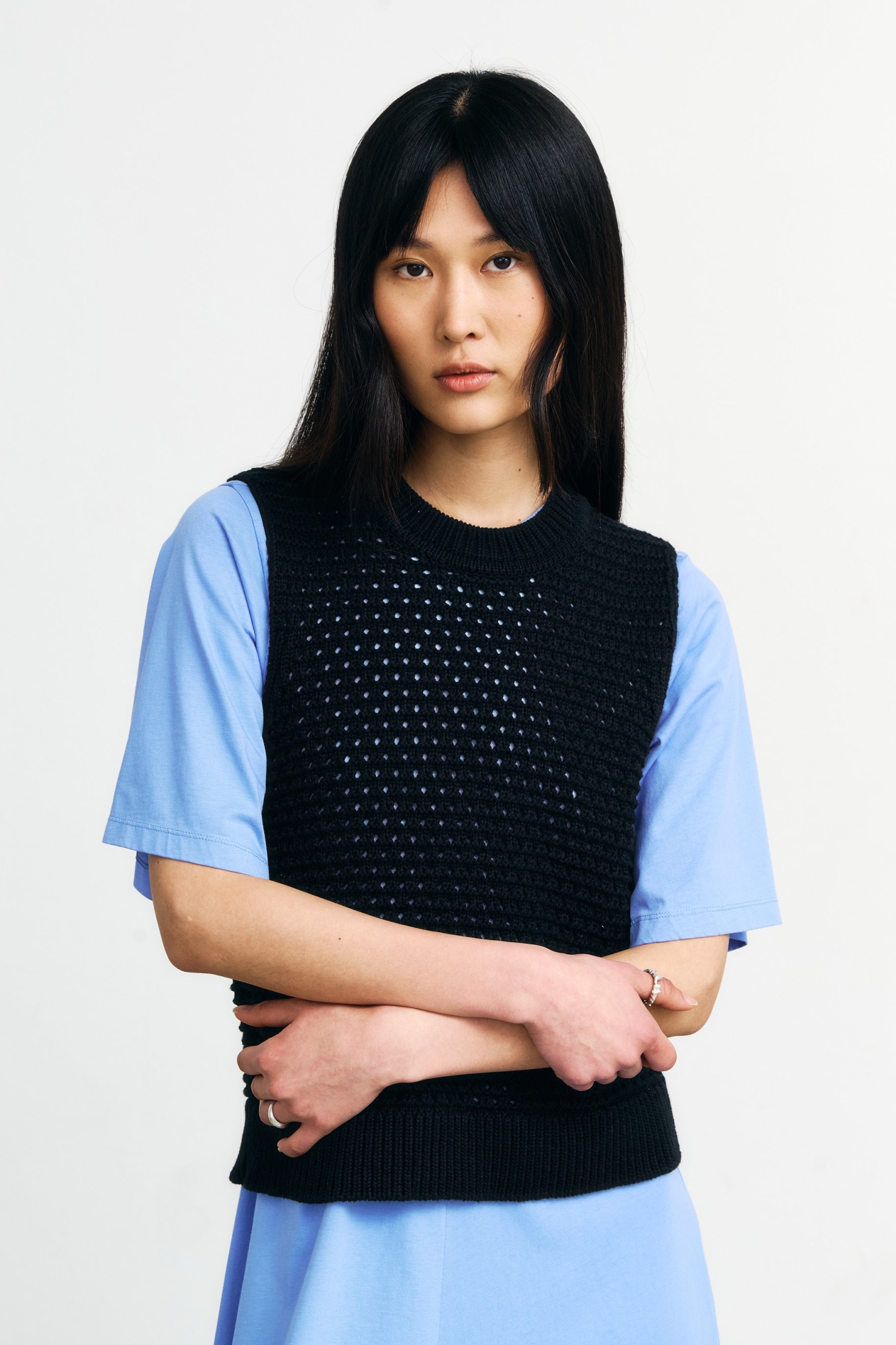 Image of Rotholz dames vegan Gebreid Vest Kort, Echt Zwart