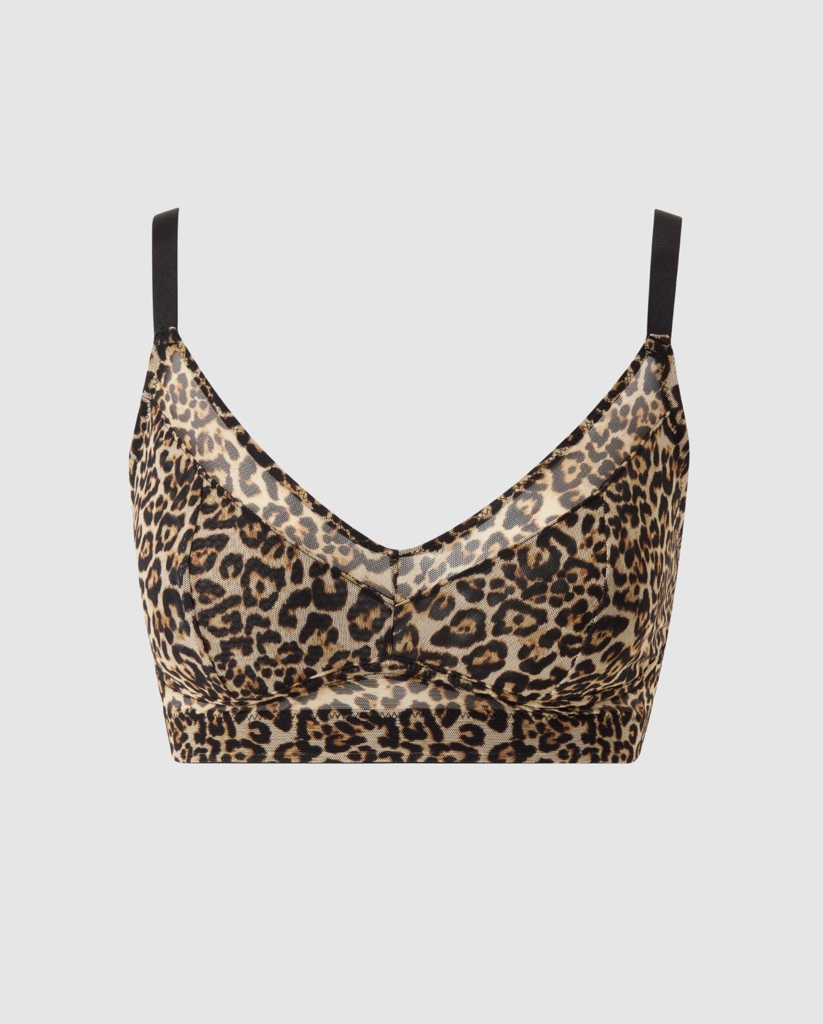 Understatement womens vegan Bra Mesh Support Plus Leopard