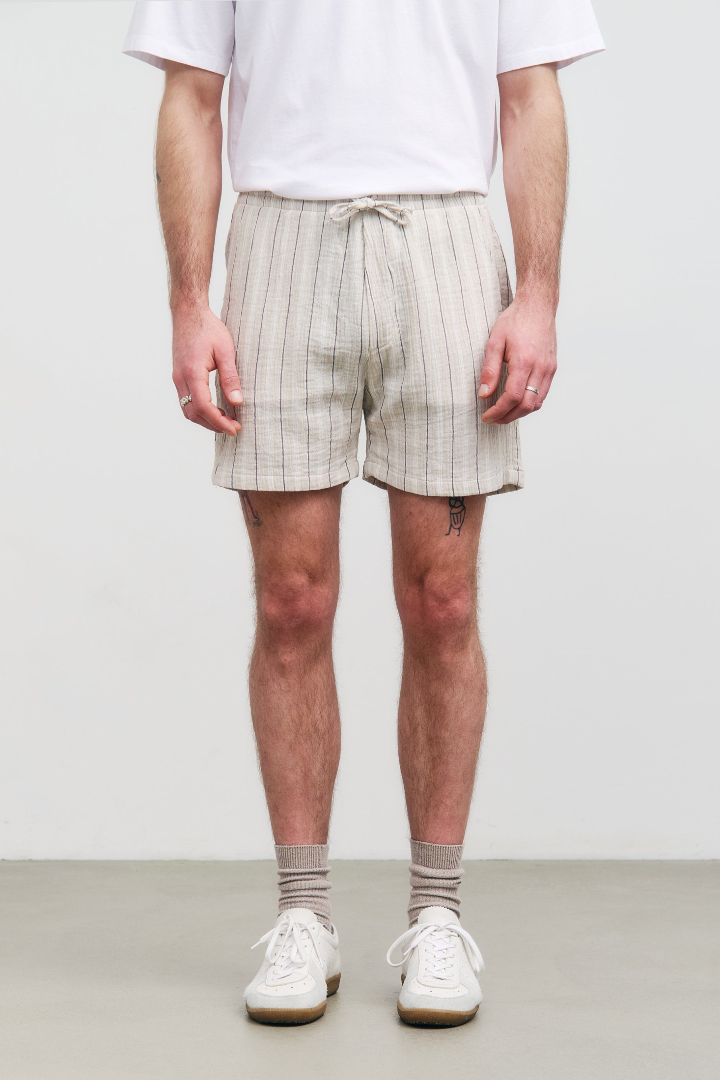 Rotholz Herren vegan Shorts Muslin Sand Stripe