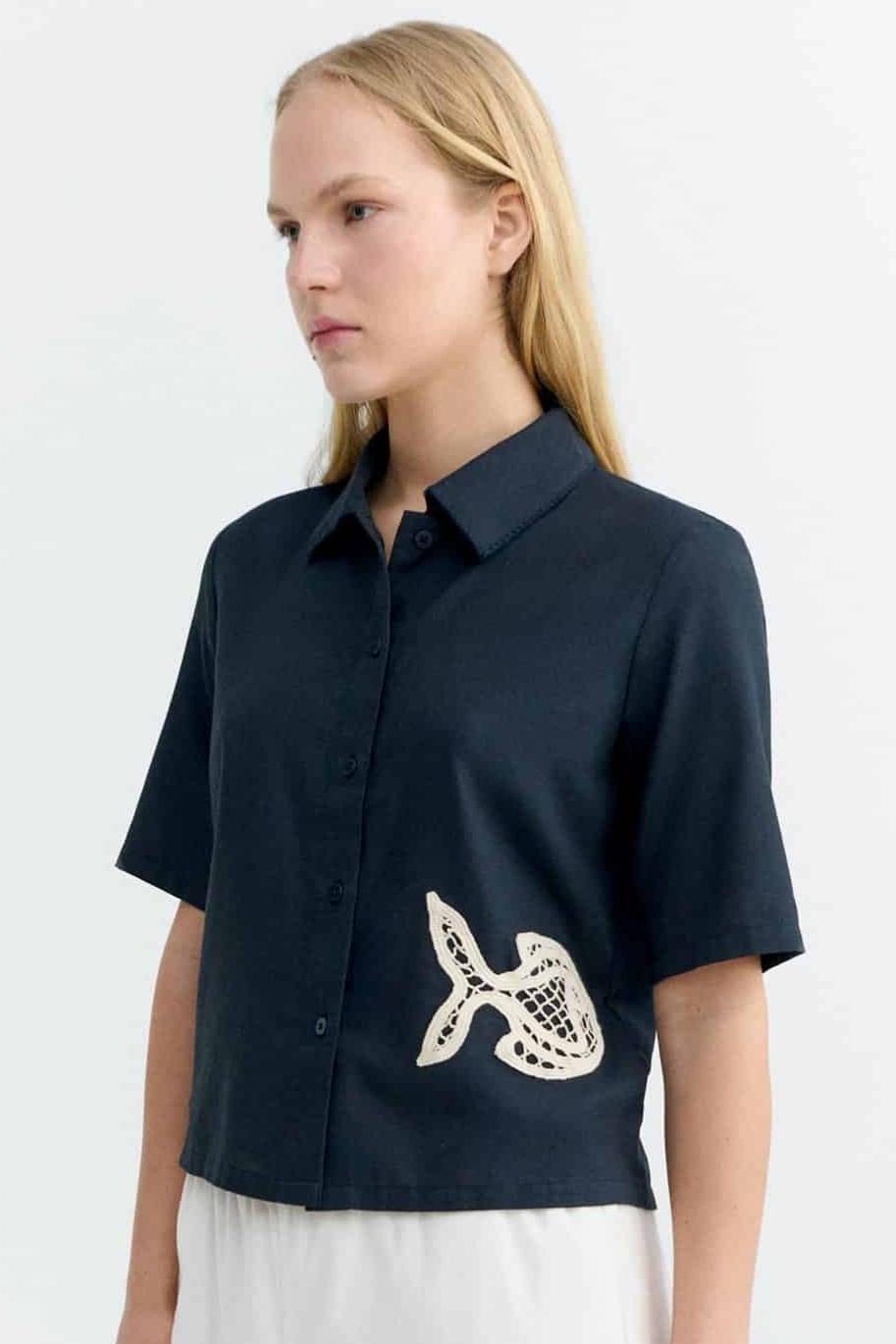 Image of Thinking MU dames vegan Blouse Ane Blauw